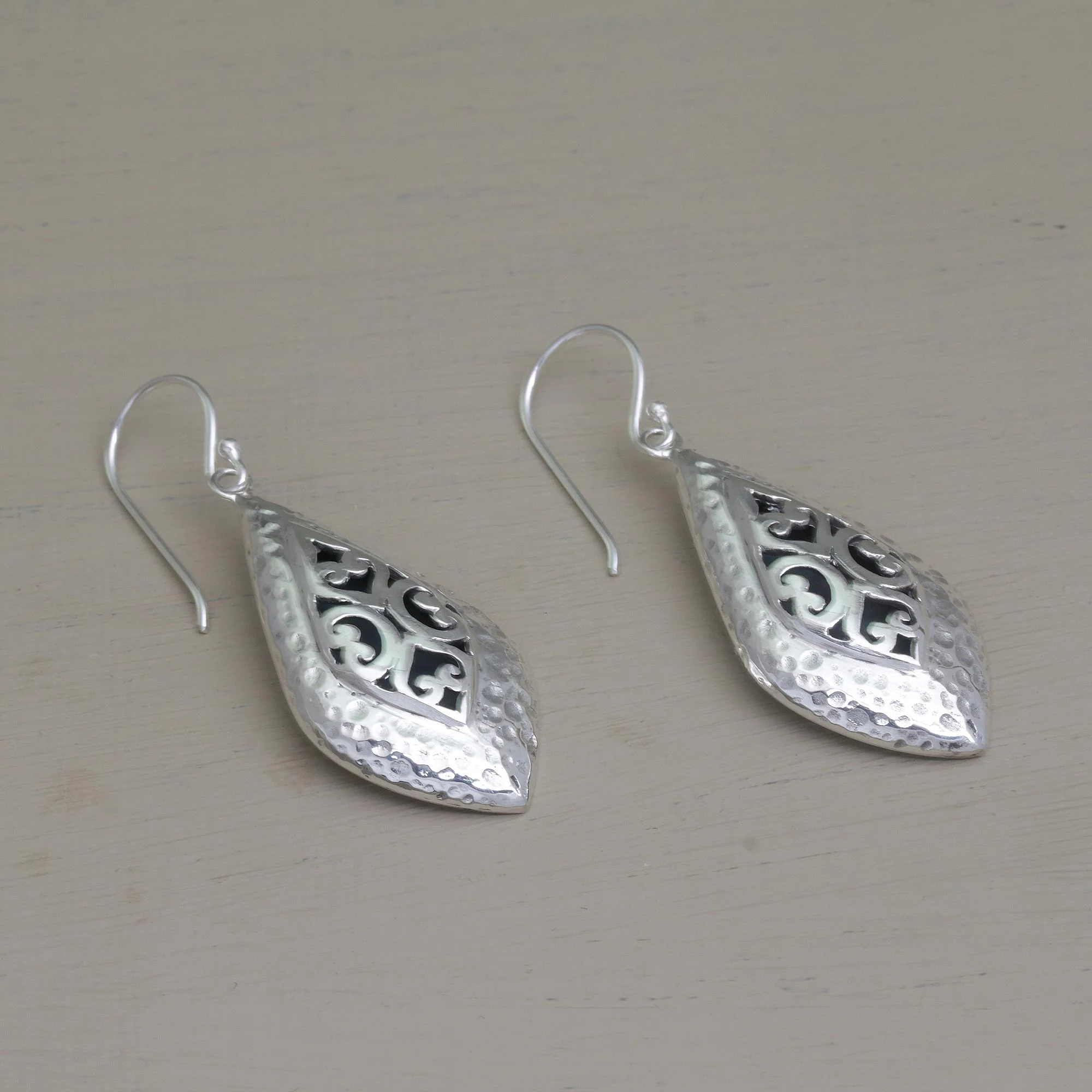 Love of My Life Openwork Sterling Silver Dangle Earrings from Bali - Image 4
