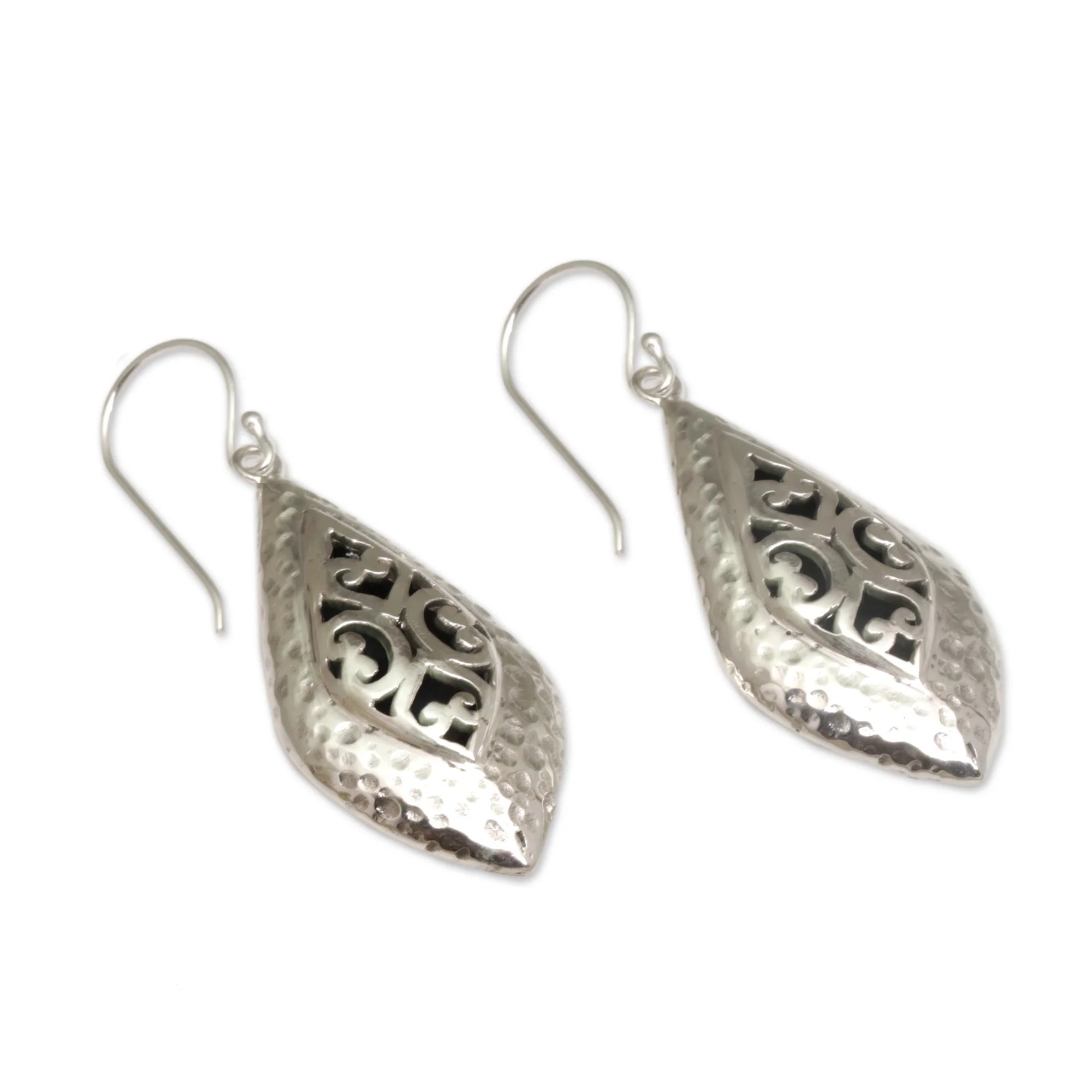 Love of My Life Openwork Sterling Silver Dangle Earrings from Bali - Image 5