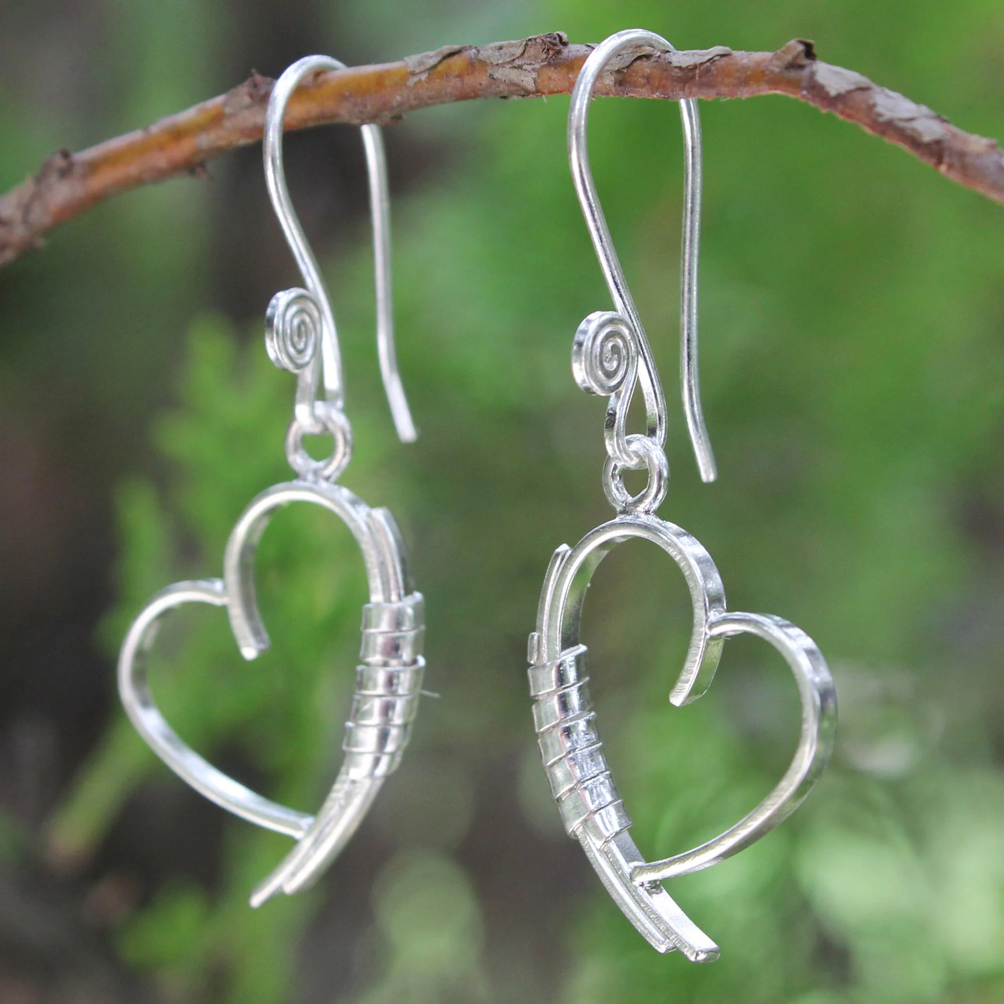 Love Promise Heart Shaped Sterling Silver Dangle Earrings - Image 3