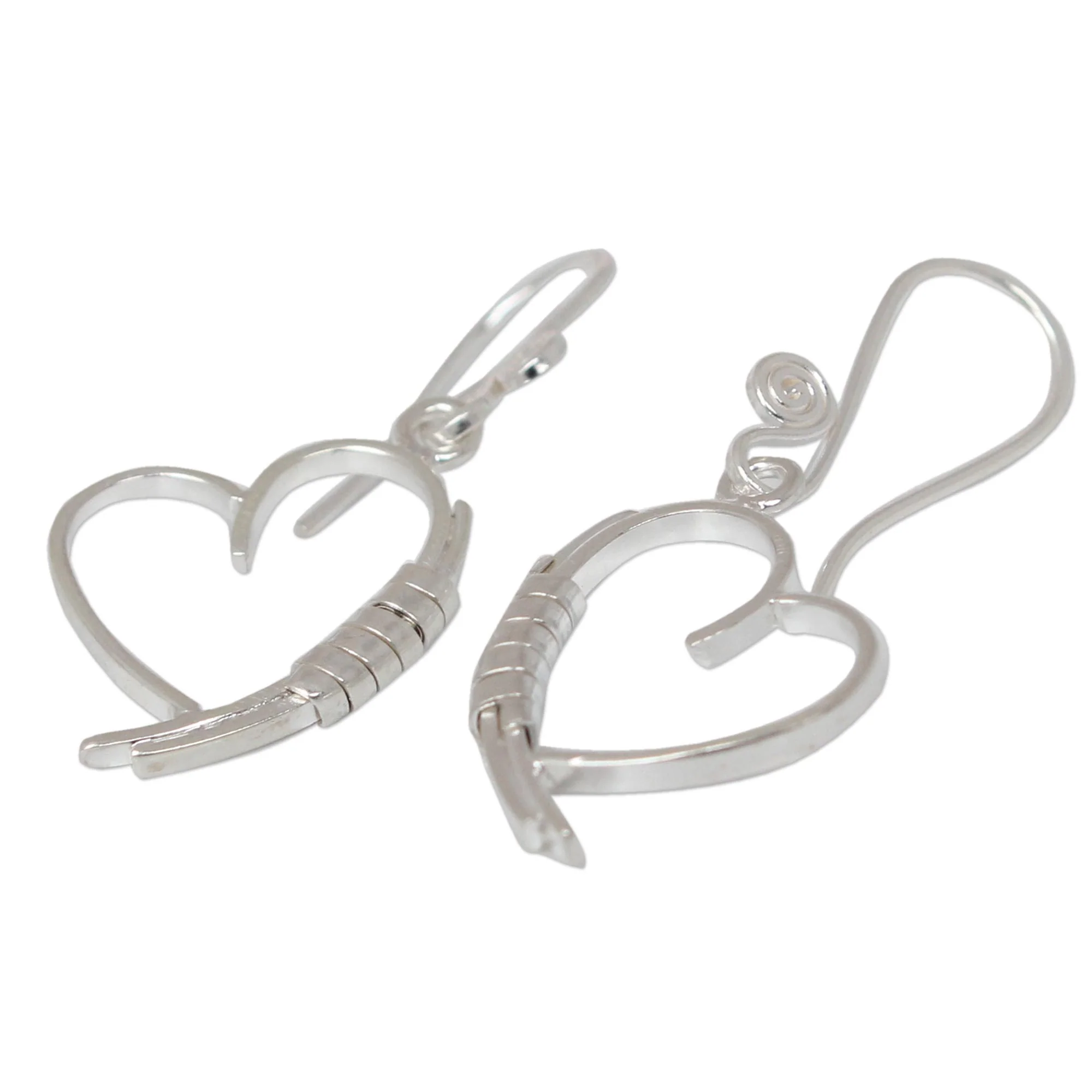 Love Promise Heart Shaped Sterling Silver Dangle Earrings - Image 4