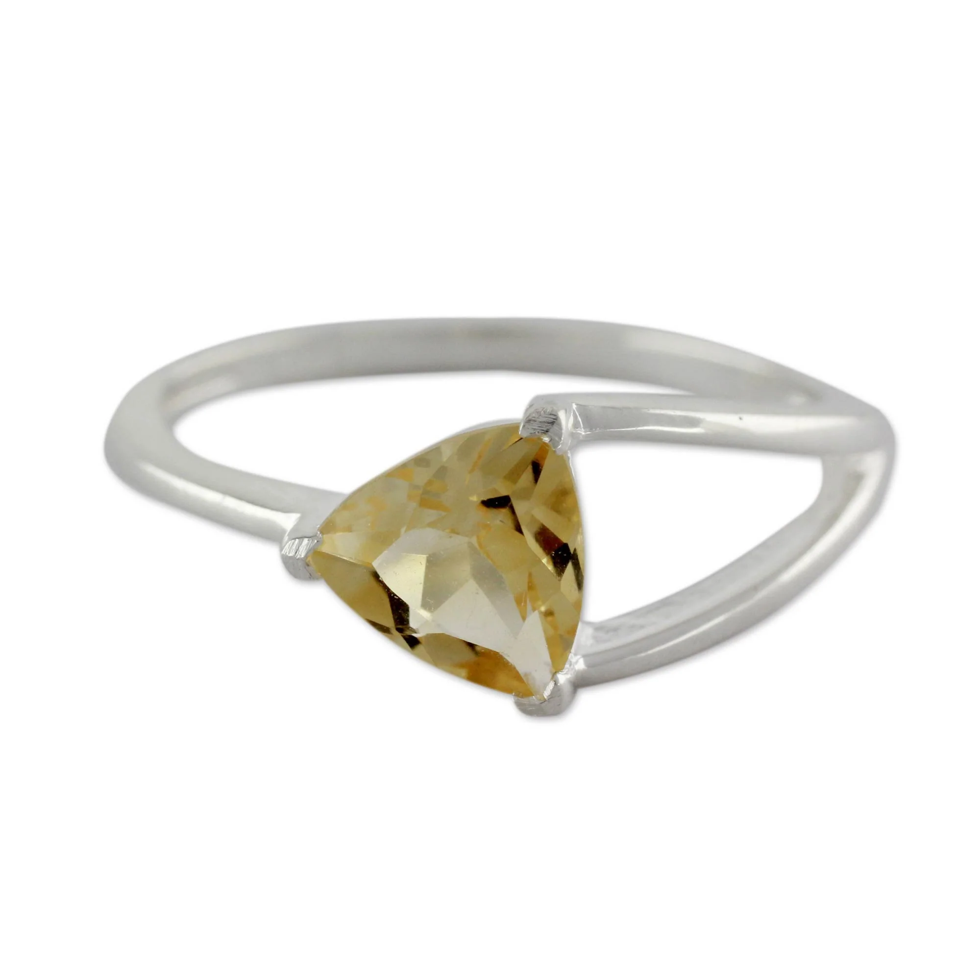 Love Triangle Solitaire Citrine Ring Crafted in Sterling Silver - Image 2