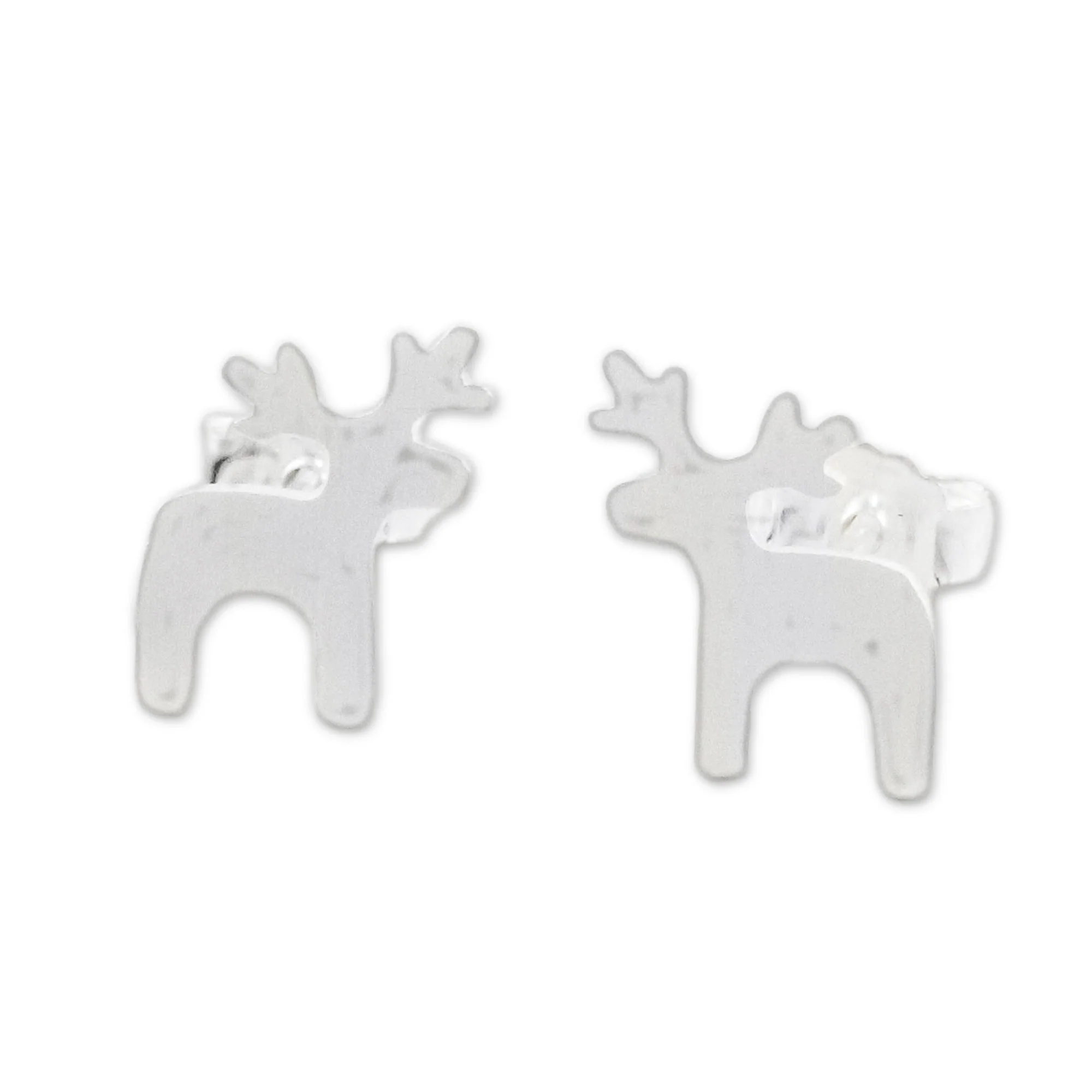 Lovely Deer Sterling Silver Deer Earrings with Brushed Finish - Image 4
