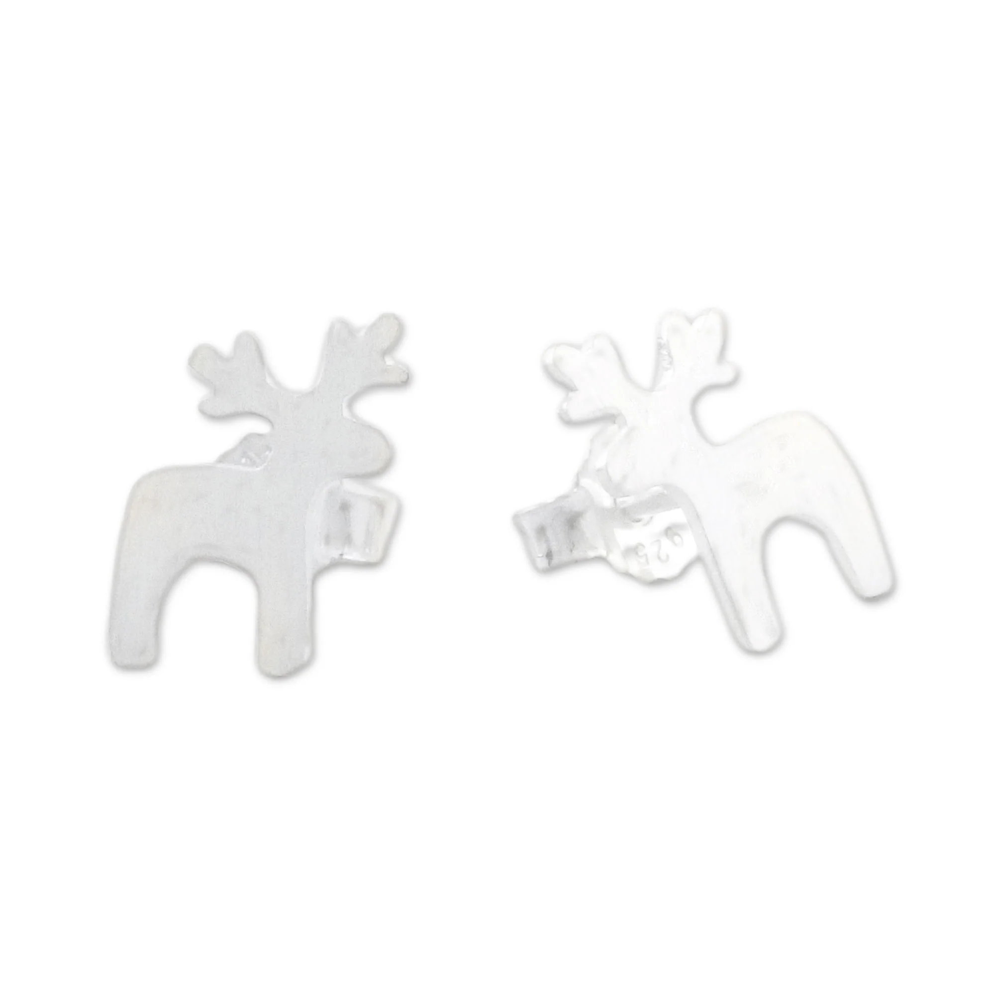 Lovely Deer Sterling Silver Deer Earrings with Brushed Finish - Image 5