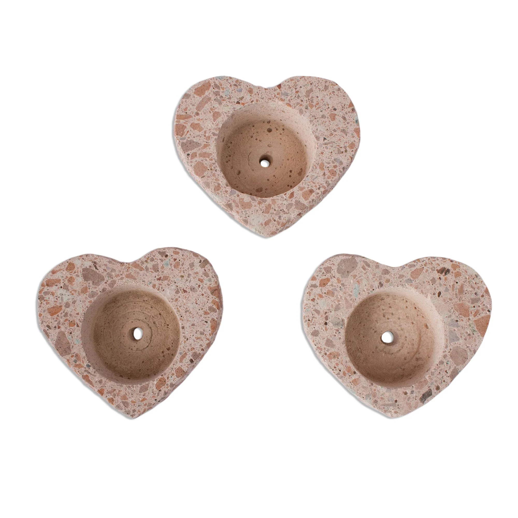 Lovely Plants Heart-Shaped Reclaimed Stone Flower Pots (Set of 3) - Image 2