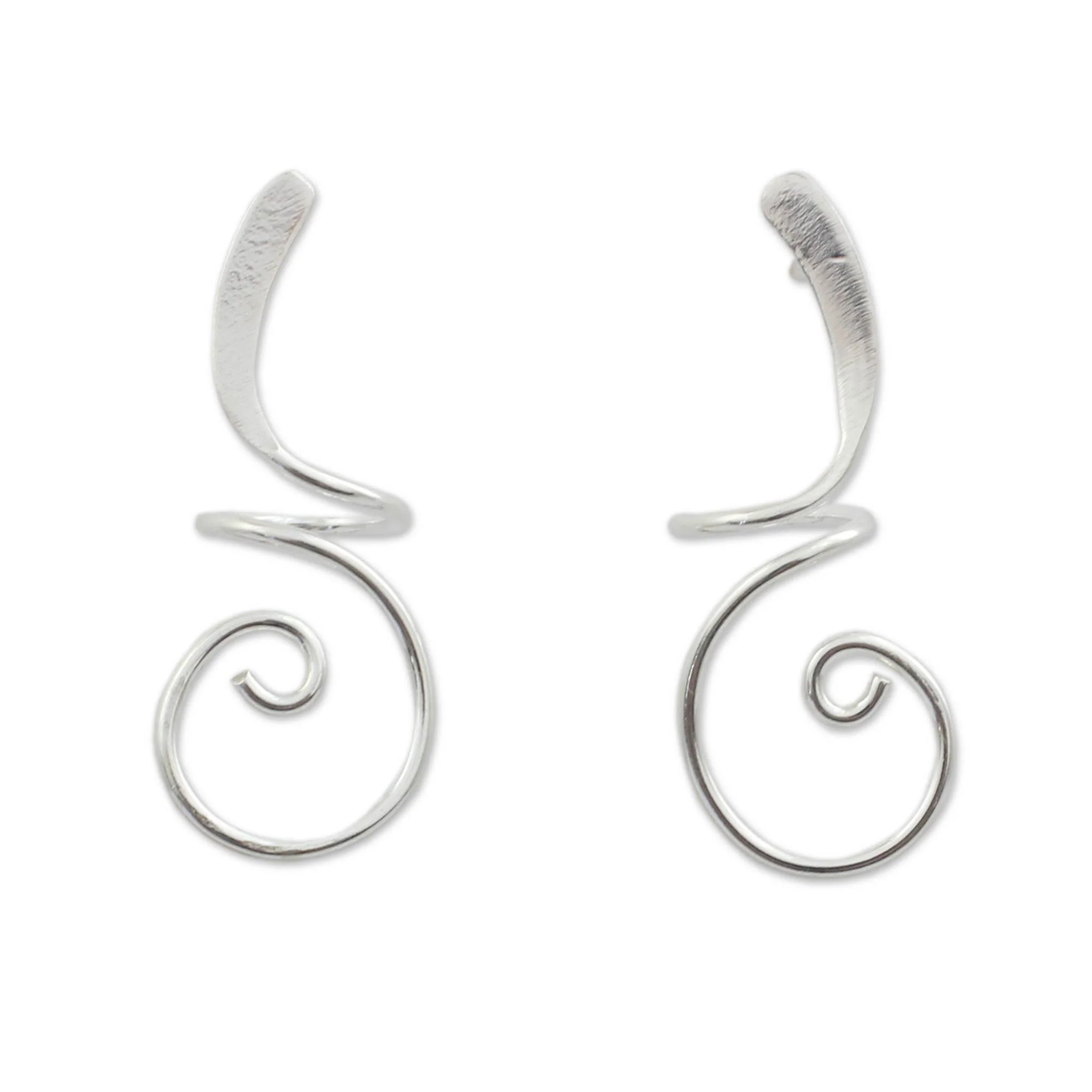Lovely Spiral Silver Drop Earrings - Image 2