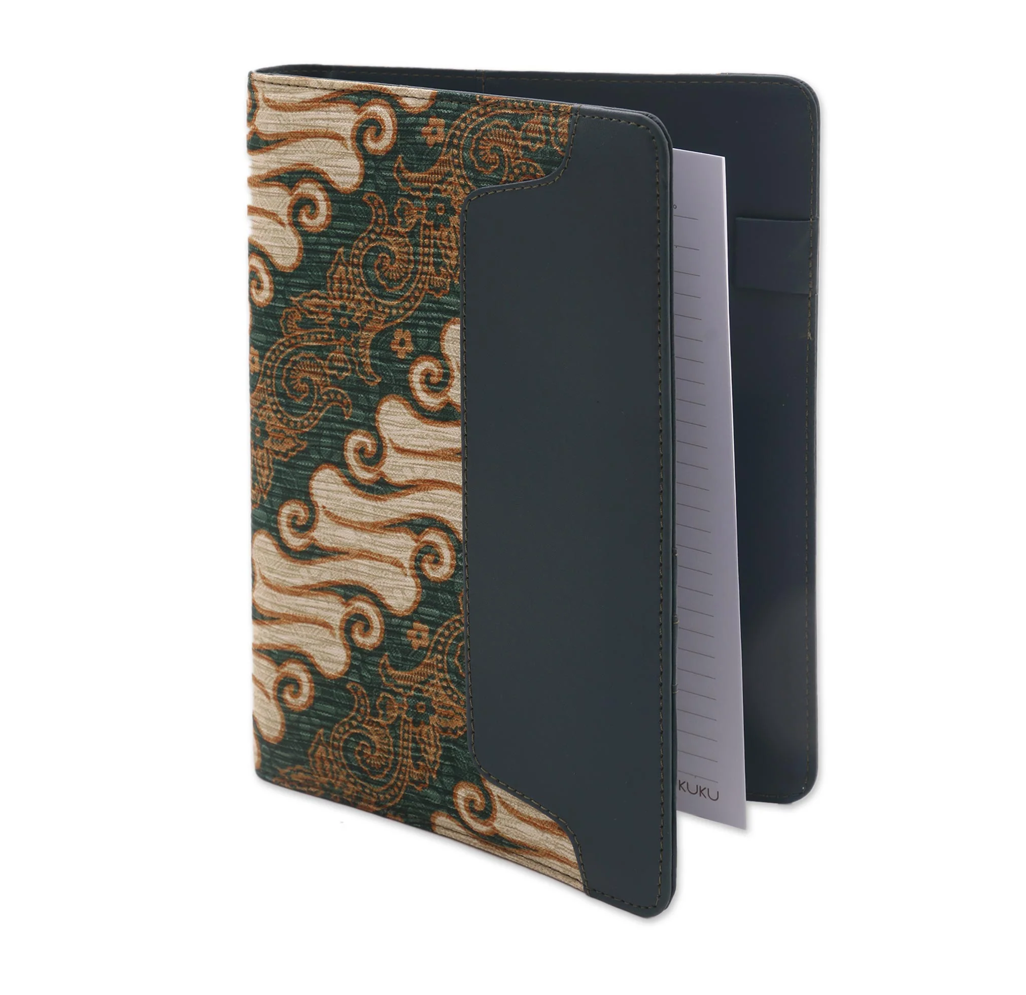 Lovely Thoughts Green Faux Leather Planner with Cotton Batik Print - Image 2