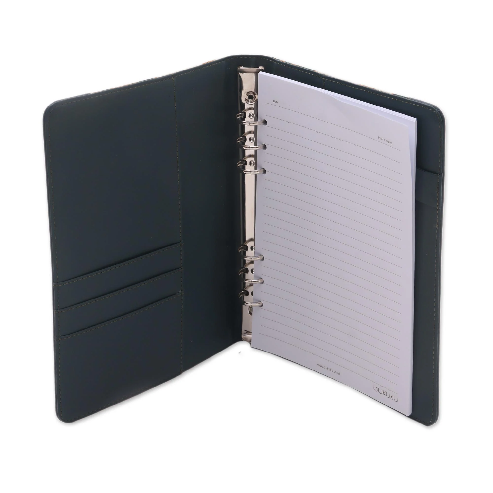 Lovely Thoughts Green Faux Leather Planner with Cotton Batik Print - Image 5