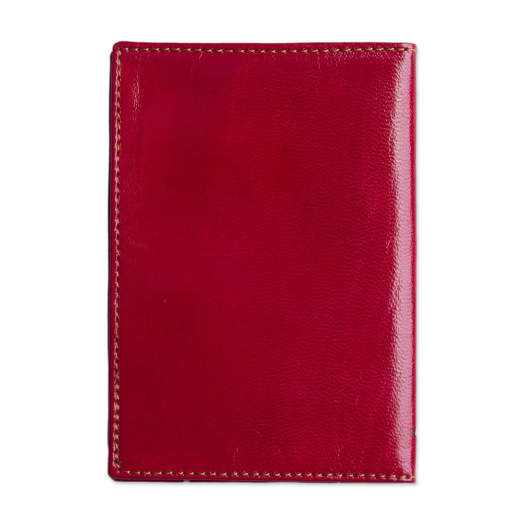 Lovely Traveler in Red Red Leather Passport Cover with Hand Painted Flowers - Image 5