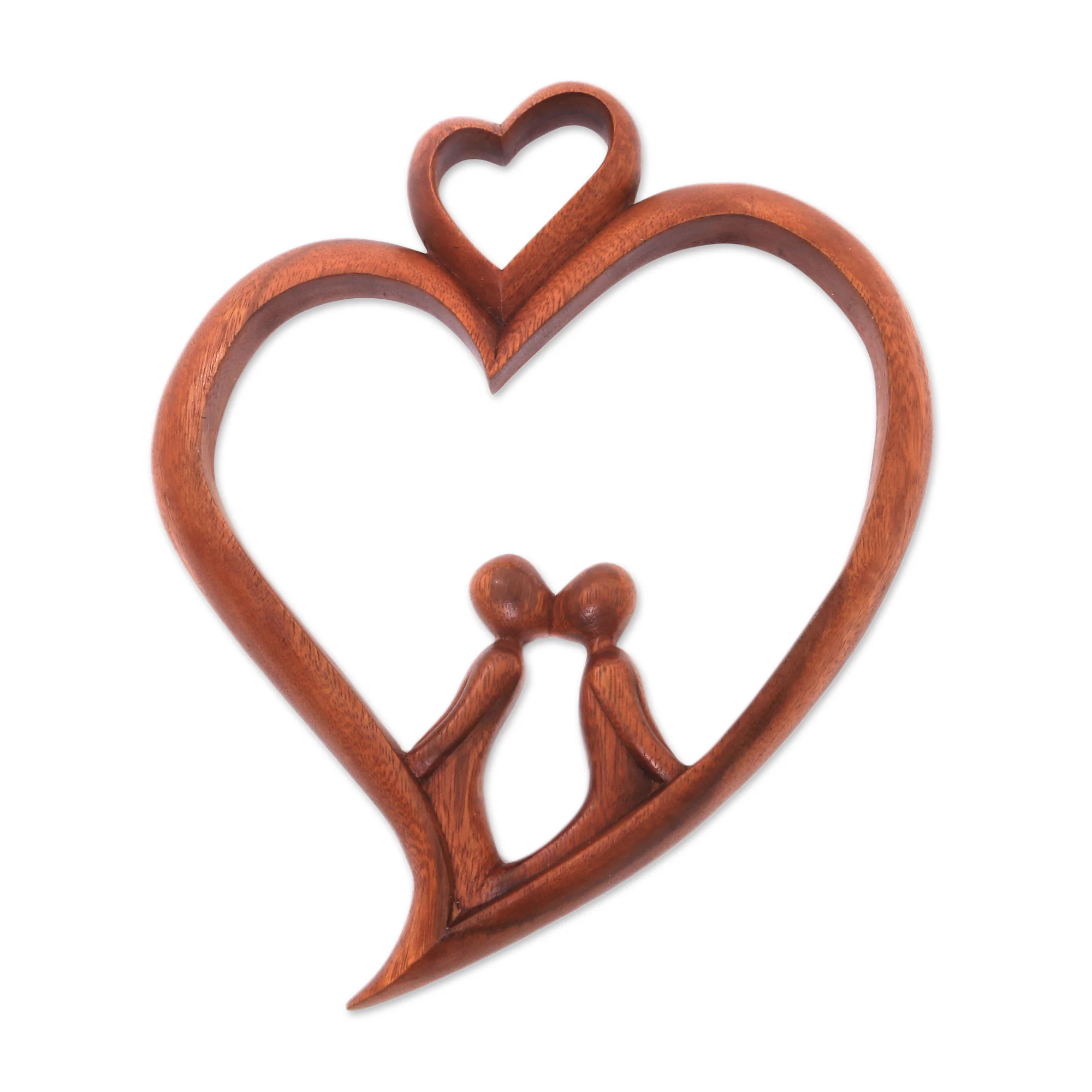 Lovestruck Romance-Themed Suar Wood Relief Panel from Bali - Image 2