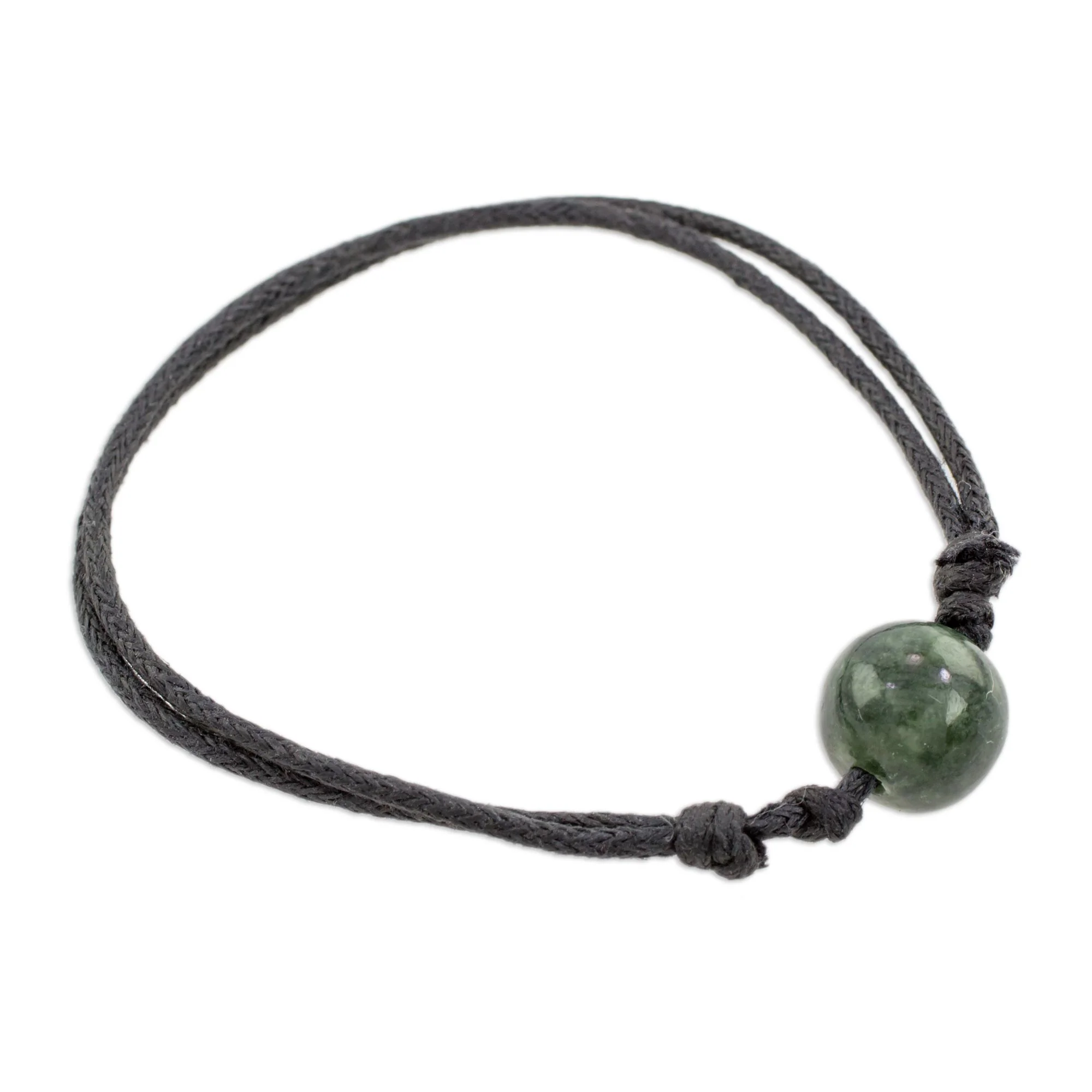 Loving Life in Dark Green Adjustable Dark Green Jade Pendant Bracelet from Guatemala - Image 4