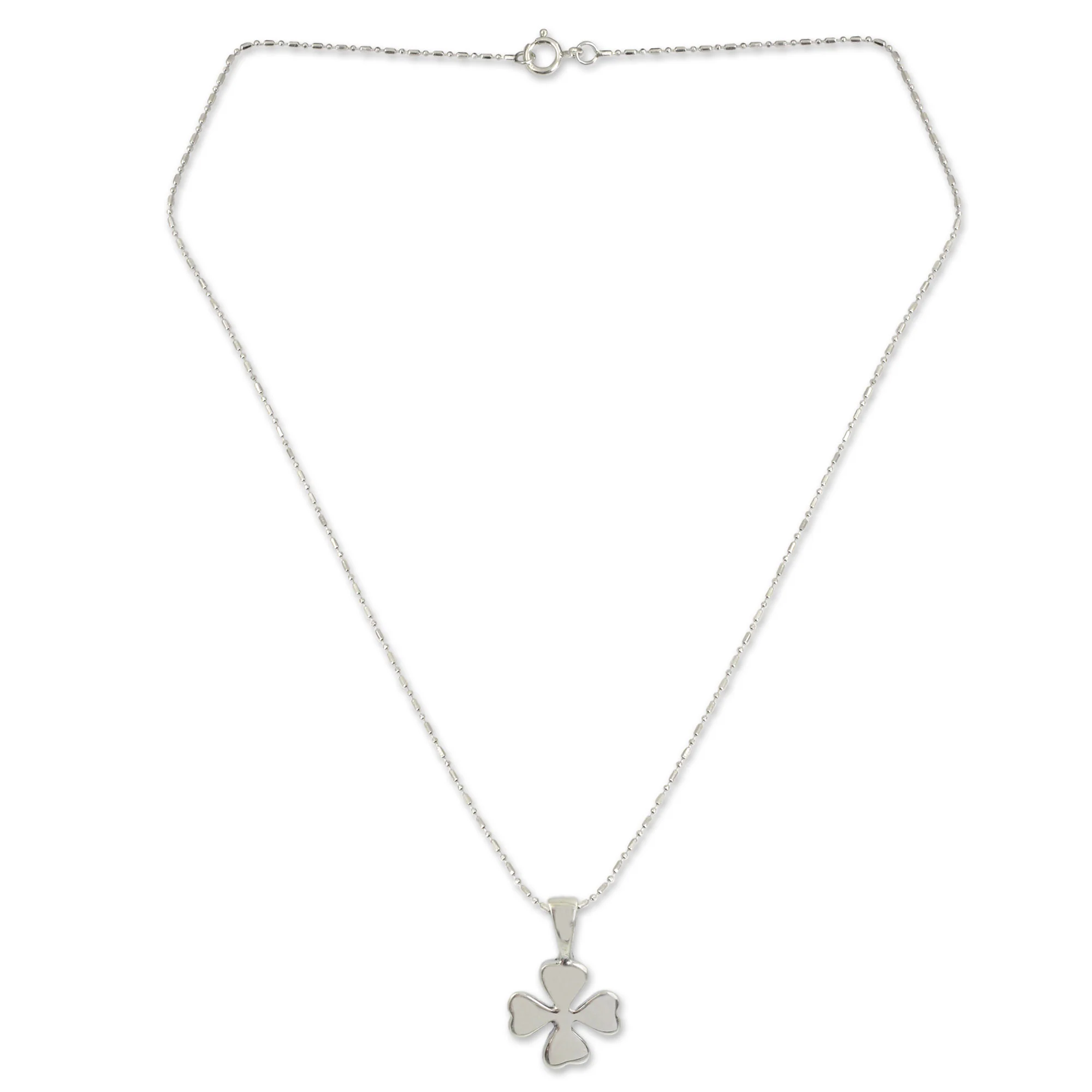 Lucky Clover Silver Lucky 4-Leaf Clover Necklace - Image 3