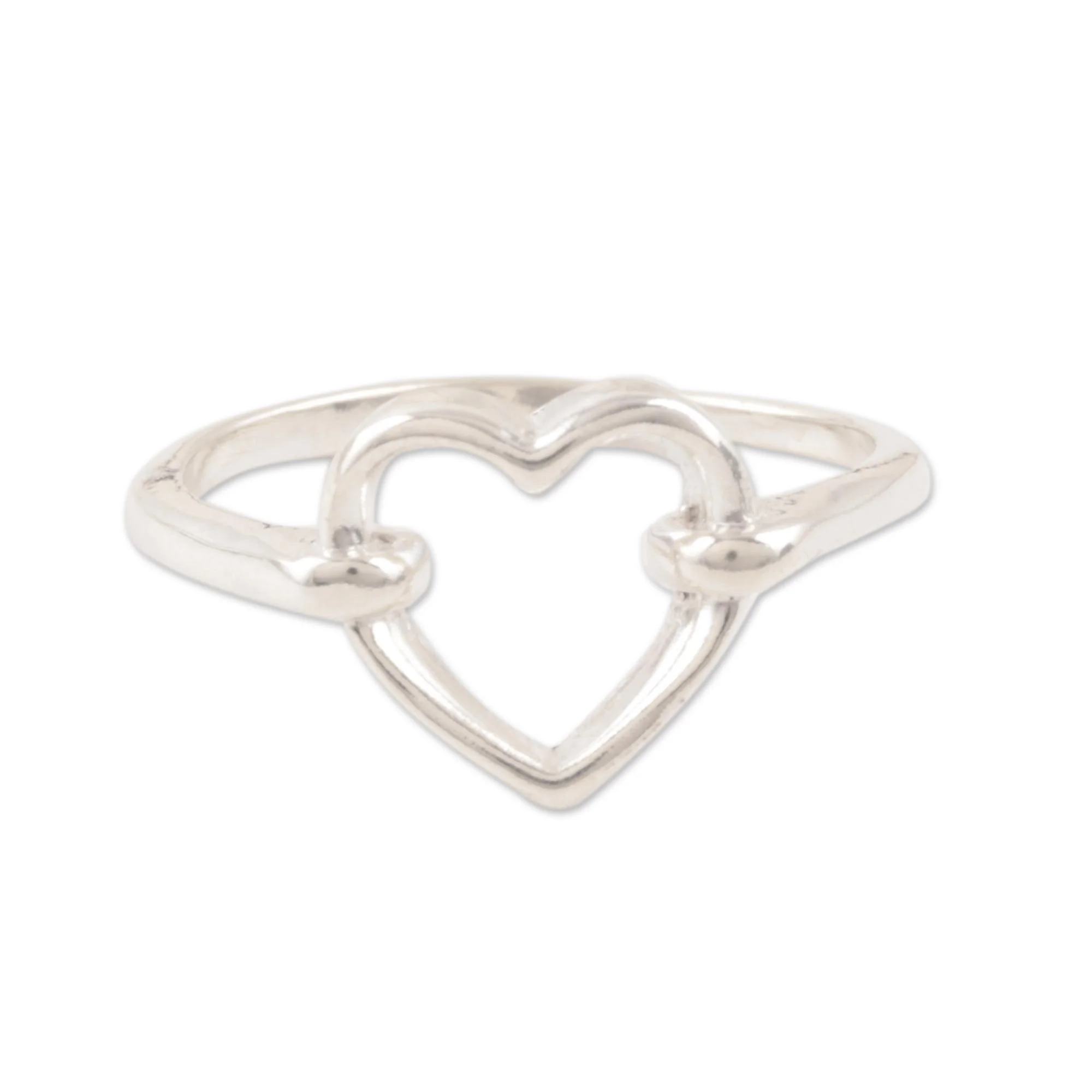 Luminous Heart Heart-Shaped Sterling Silver Band Ring from India - Image 2