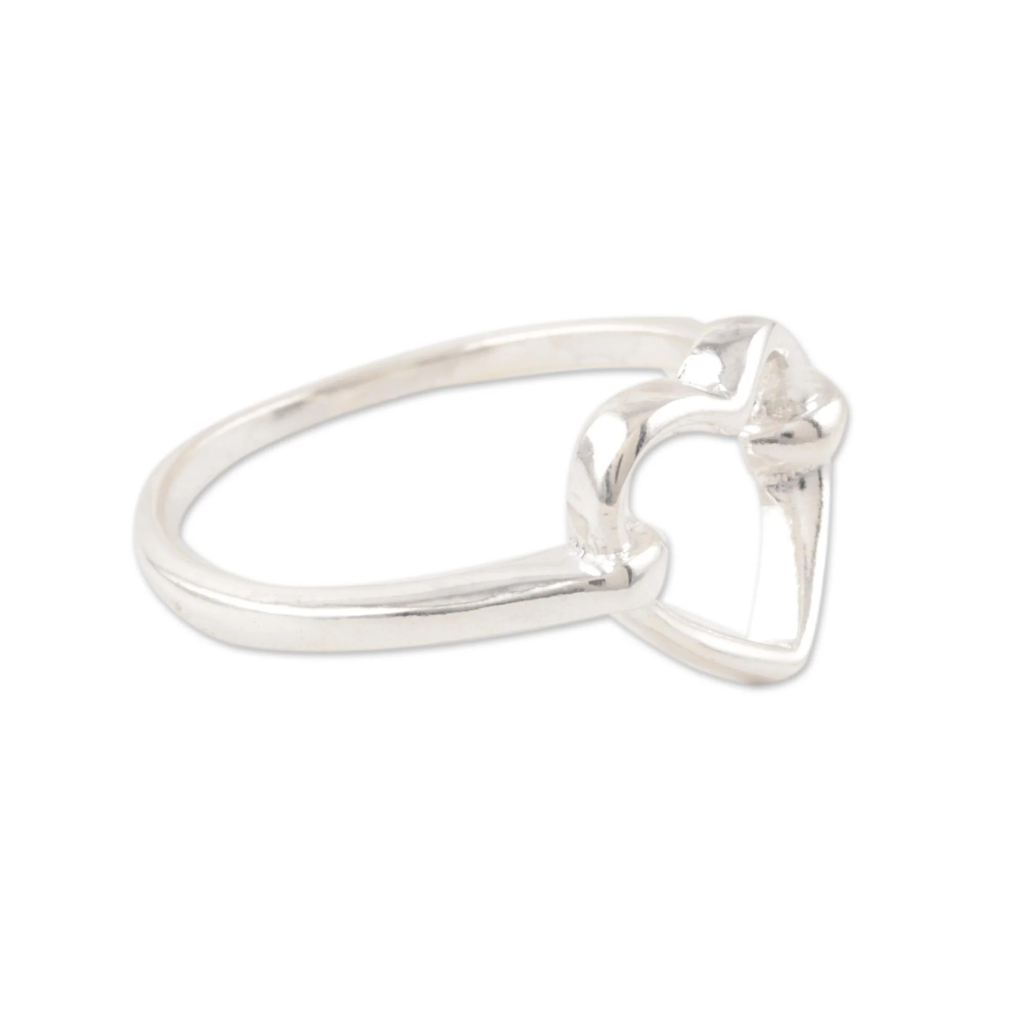 Luminous Heart Heart-Shaped Sterling Silver Band Ring from India - Image 3