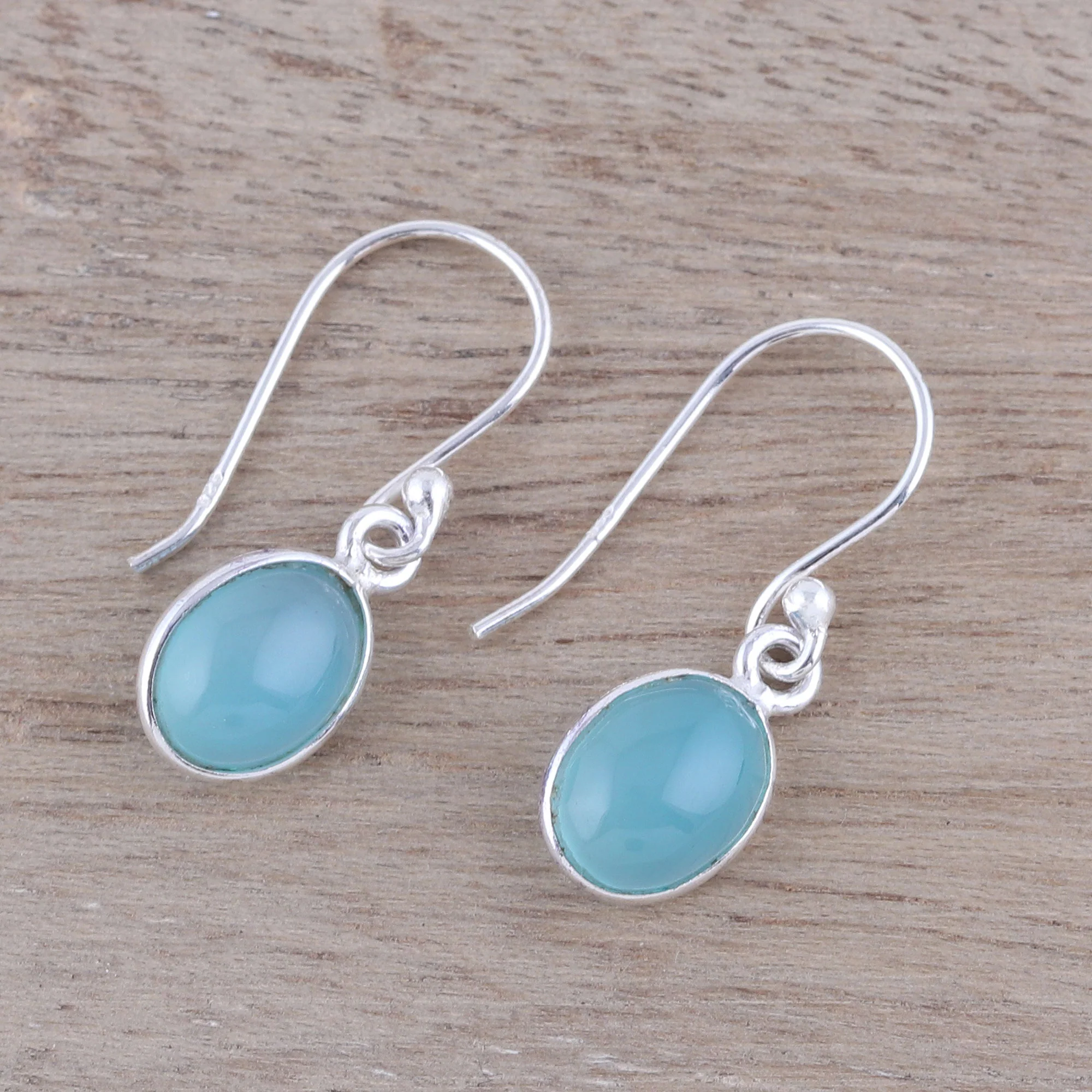 Luminous Sky Blue Sterling Silver Earrings - Image 3