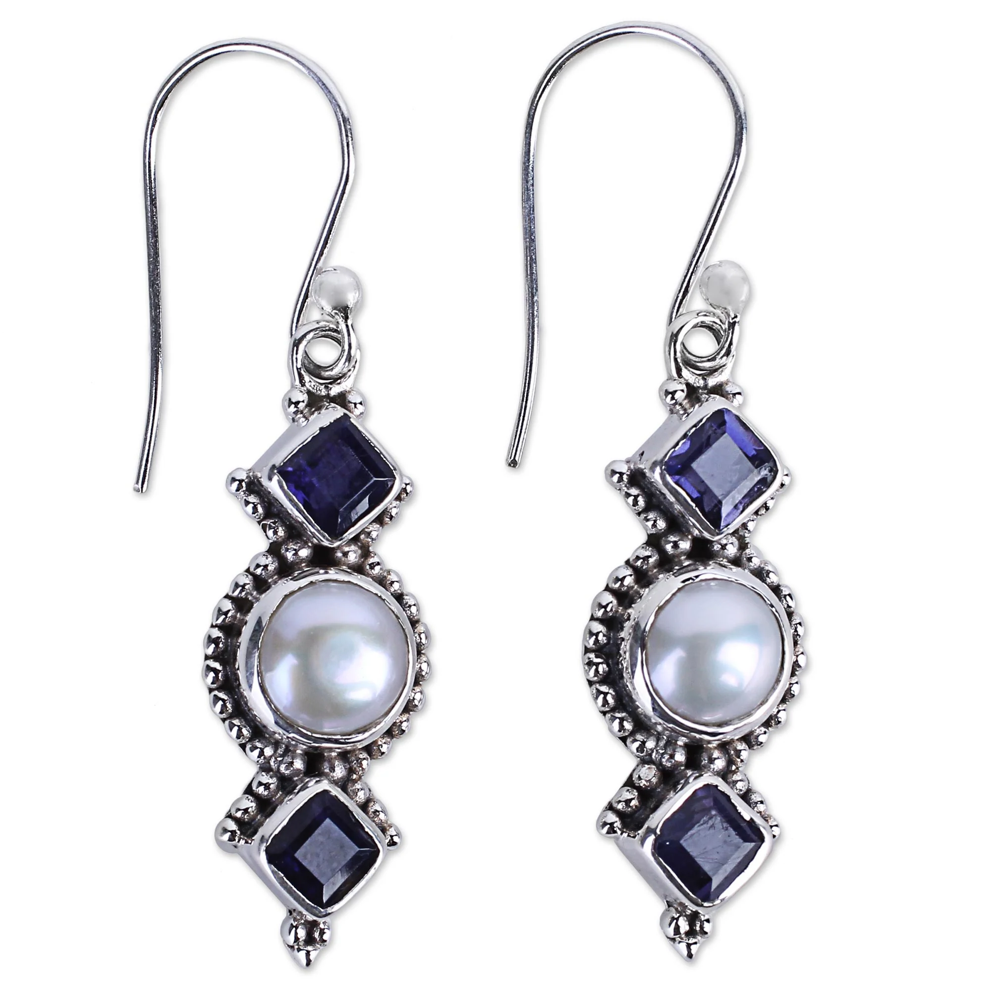 Lunar Allure Silver Dangle Earrings - Image 2