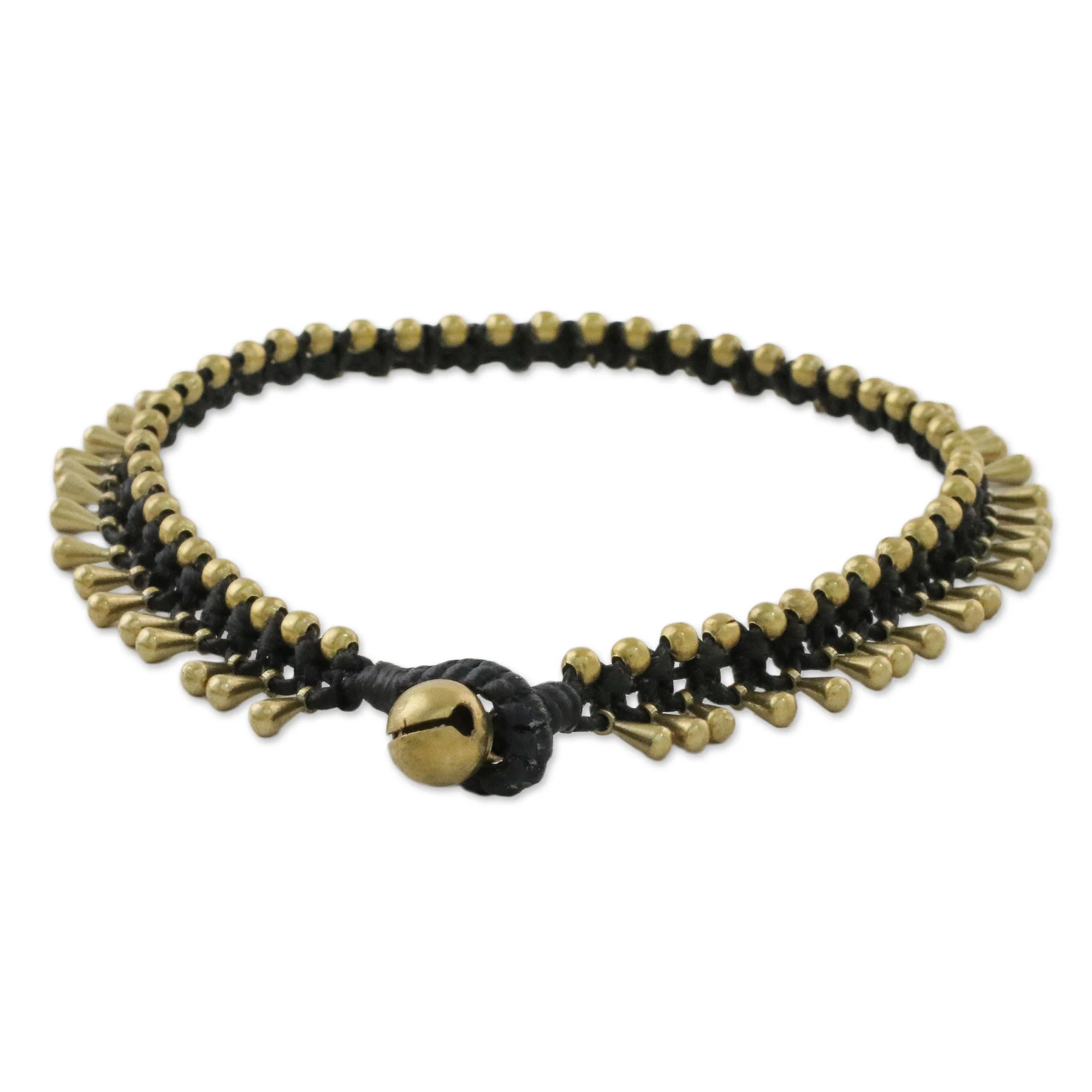 Lunar Black Handmade Lunar Black Knotted Brass Black Cord Anklet - Image 4