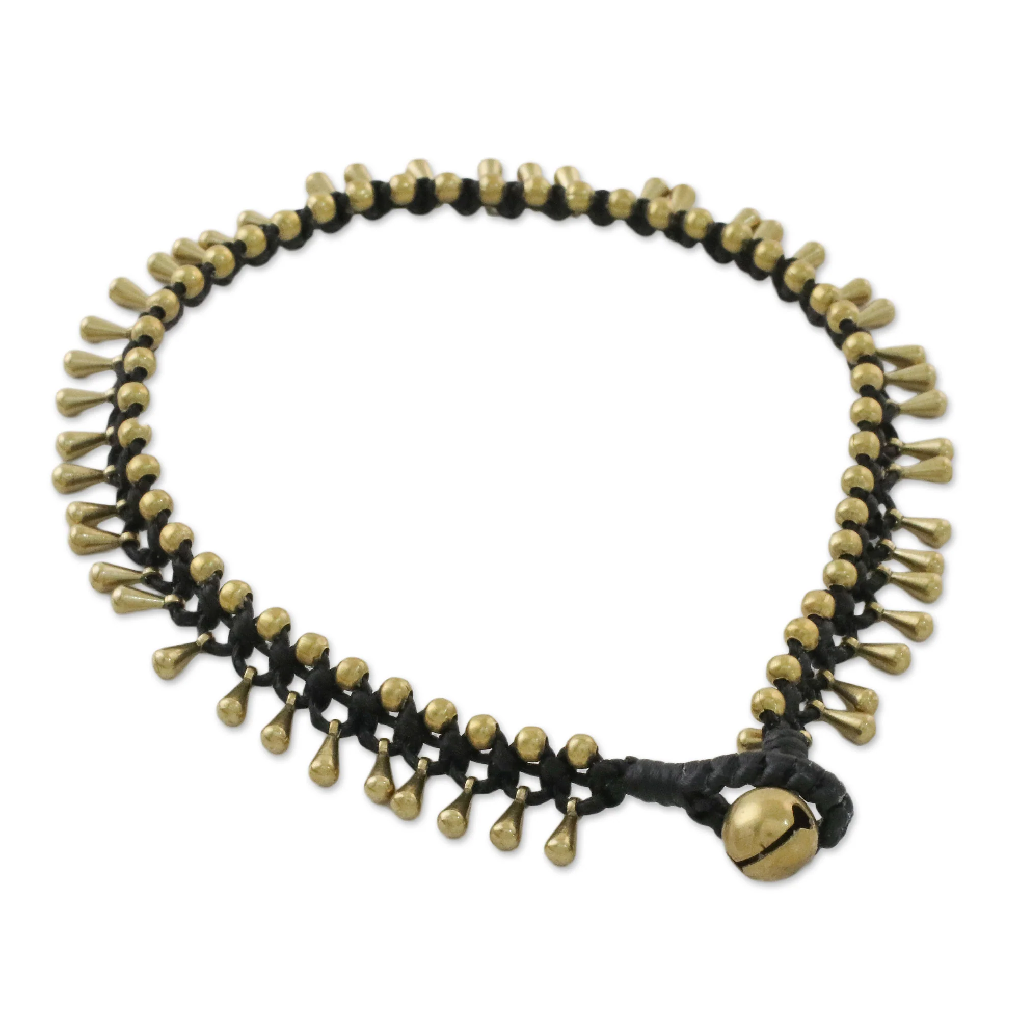 Lunar Black Handmade Lunar Black Knotted Brass Black Cord Anklet - Image 5
