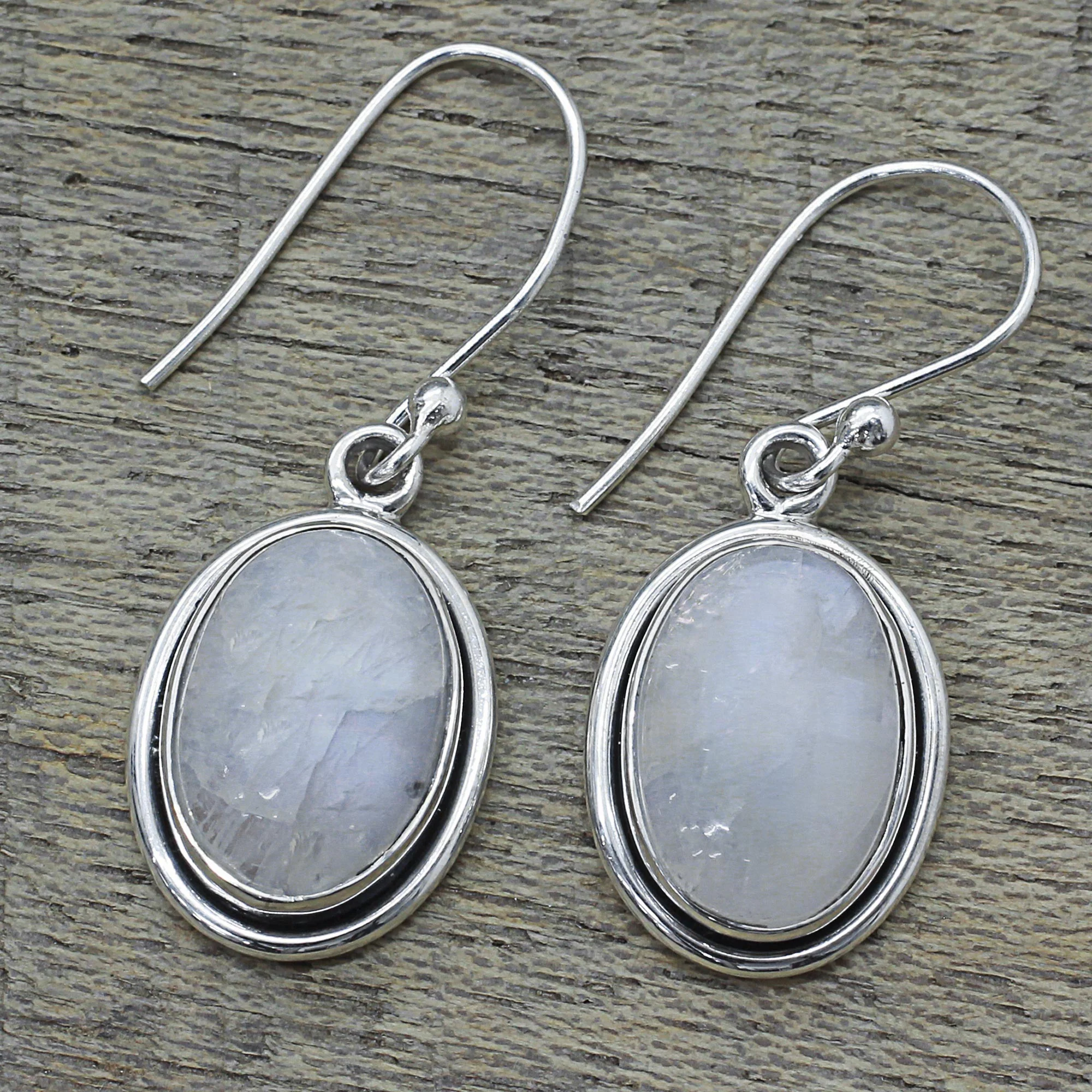 Lunar Goddess Moonstone Silver Dangle Earrings - Image 3