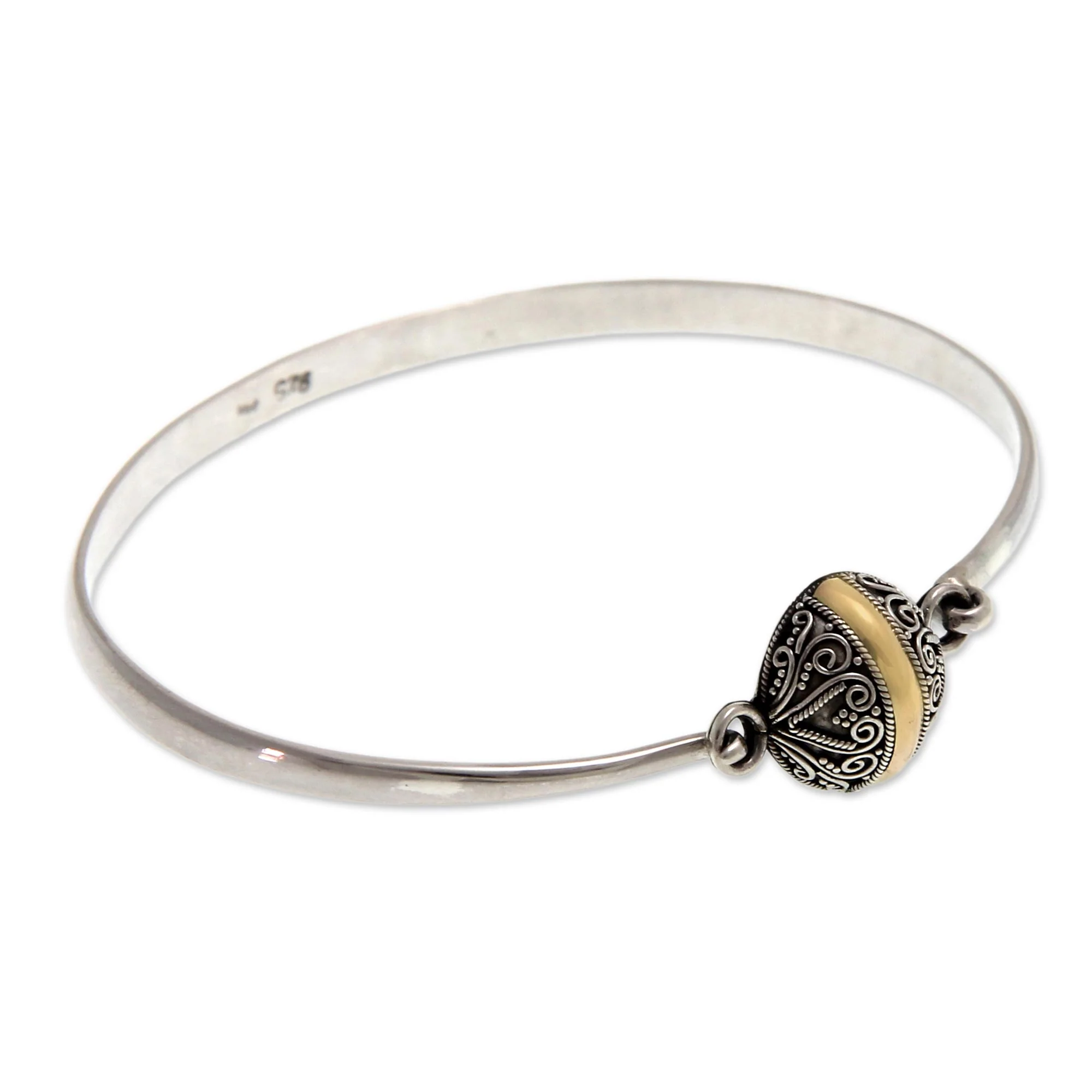 Lunar Orbit Hand Crafted Sterling Silver and 18k Gold Plated Bangle - Image 3