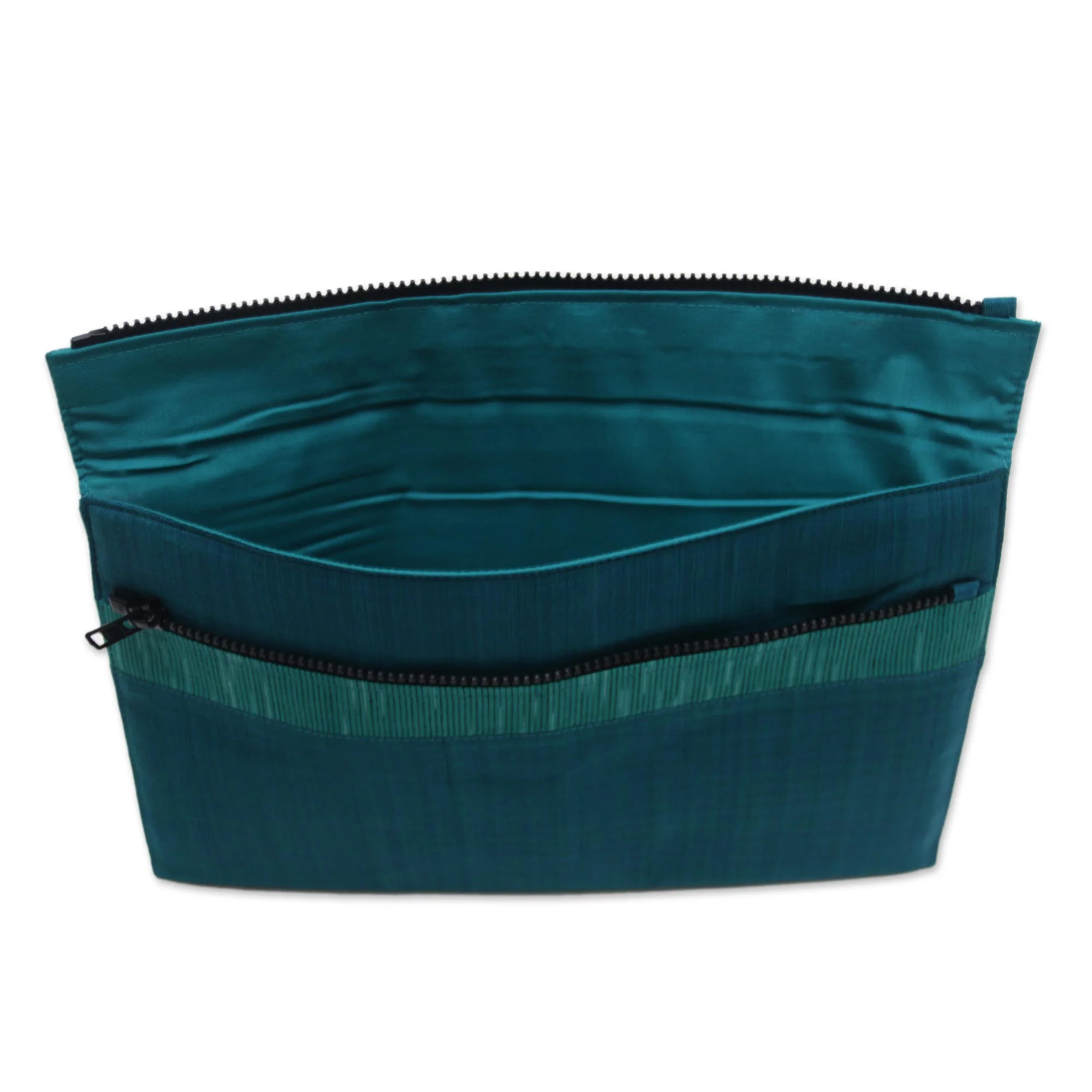 Lurik Guardian Teal' 100% Cotton Teal Green Striped Tablet Sleeve from Indonesia - Image 4