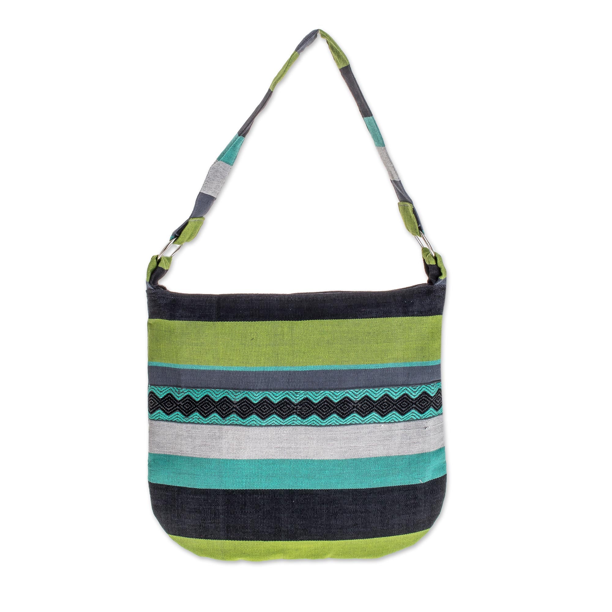 Luscious Green Handcrafted Cotton Shoulder Bag Lined - Image 2