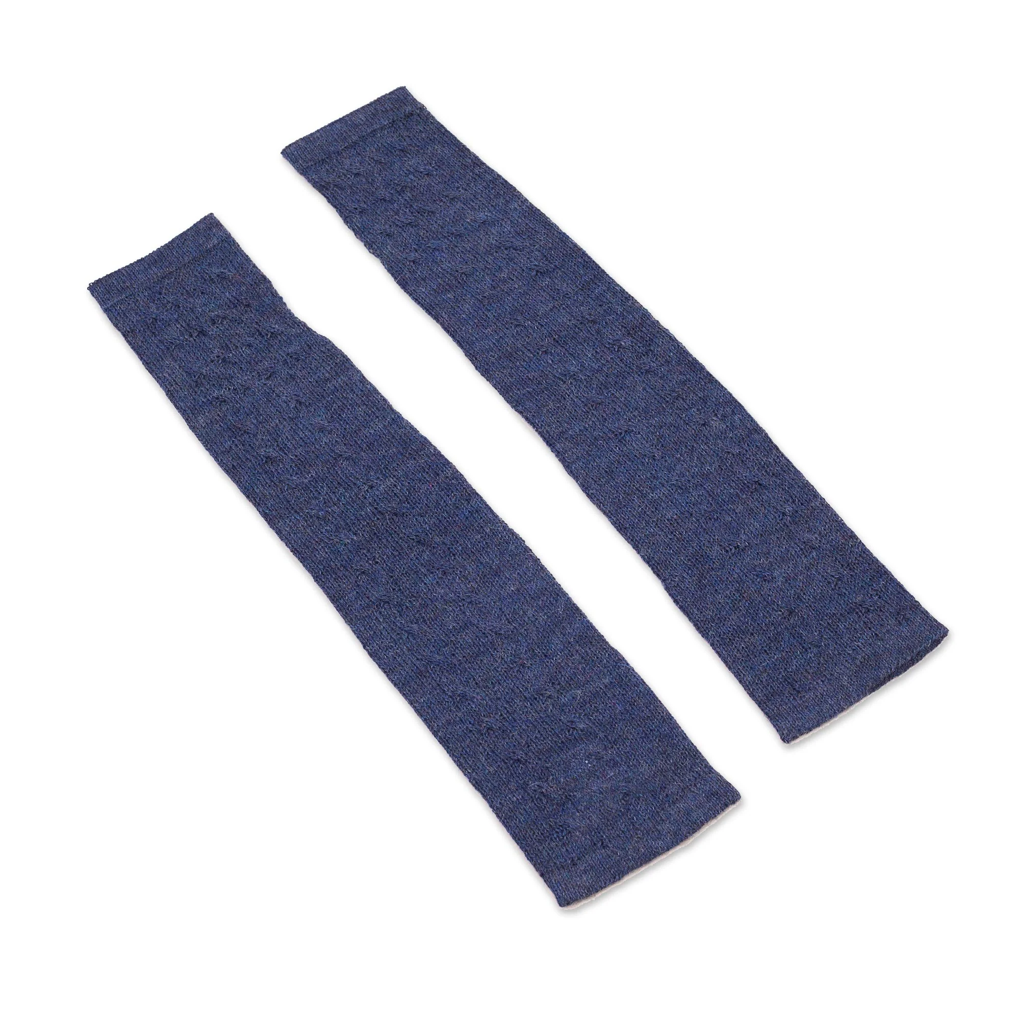 Luscious Twist in Navy Navy 100% Baby Alpaca Cable Knit Fingerless Mitts from Peru - Image 3