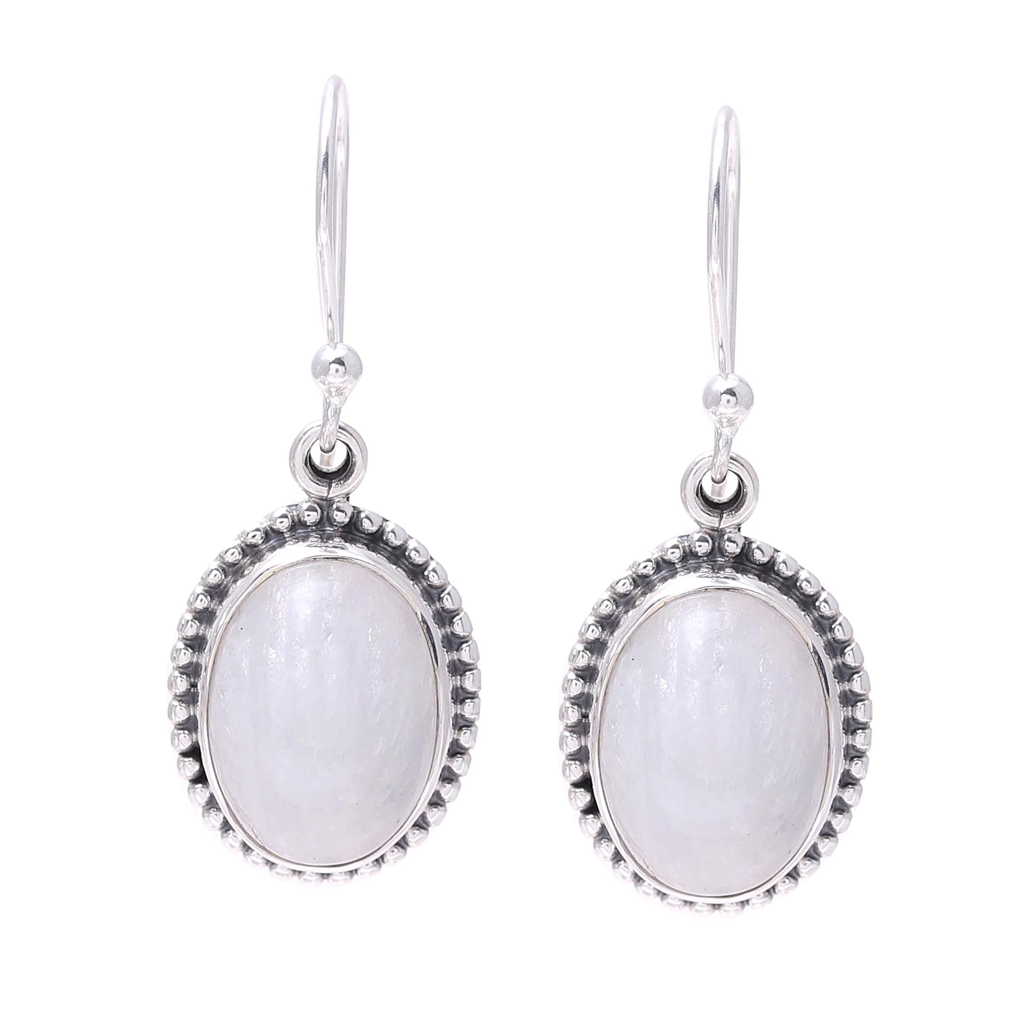 Magic Mist Starling Silver Rainbow Moonstone Magic Mist Dangle Earrings - Image 2