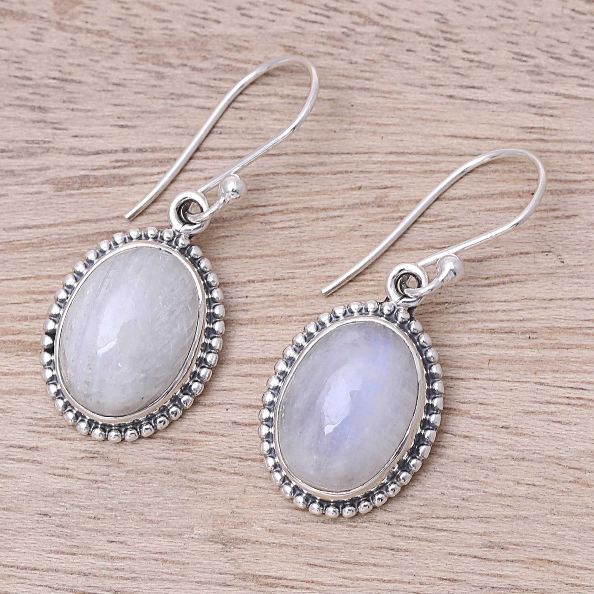 Magic Mist Starling Silver Rainbow Moonstone Magic Mist Dangle Earrings - Image 3