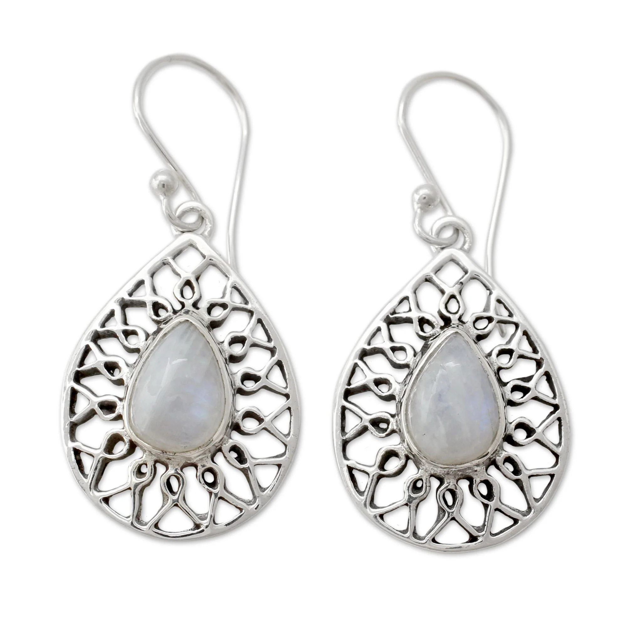 Magical Beauty Artisan Jewelry Sterling Silver Rainbow Moonstone Earrings - Image 2
