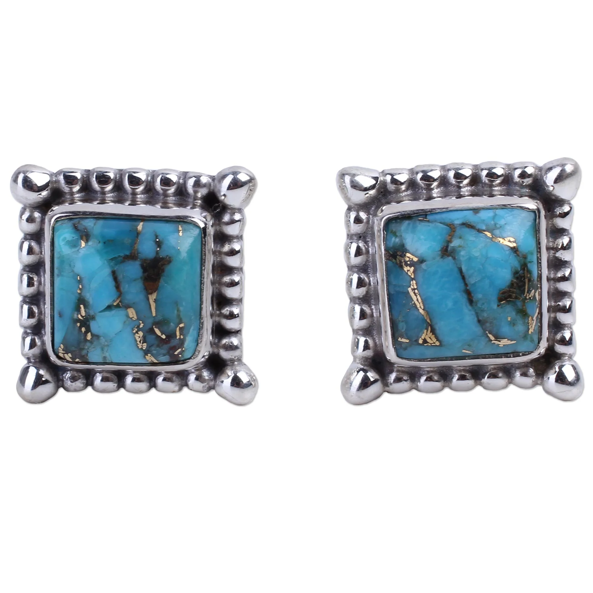 Magical Blue Sterling Silver Stud Earrings - Image 2