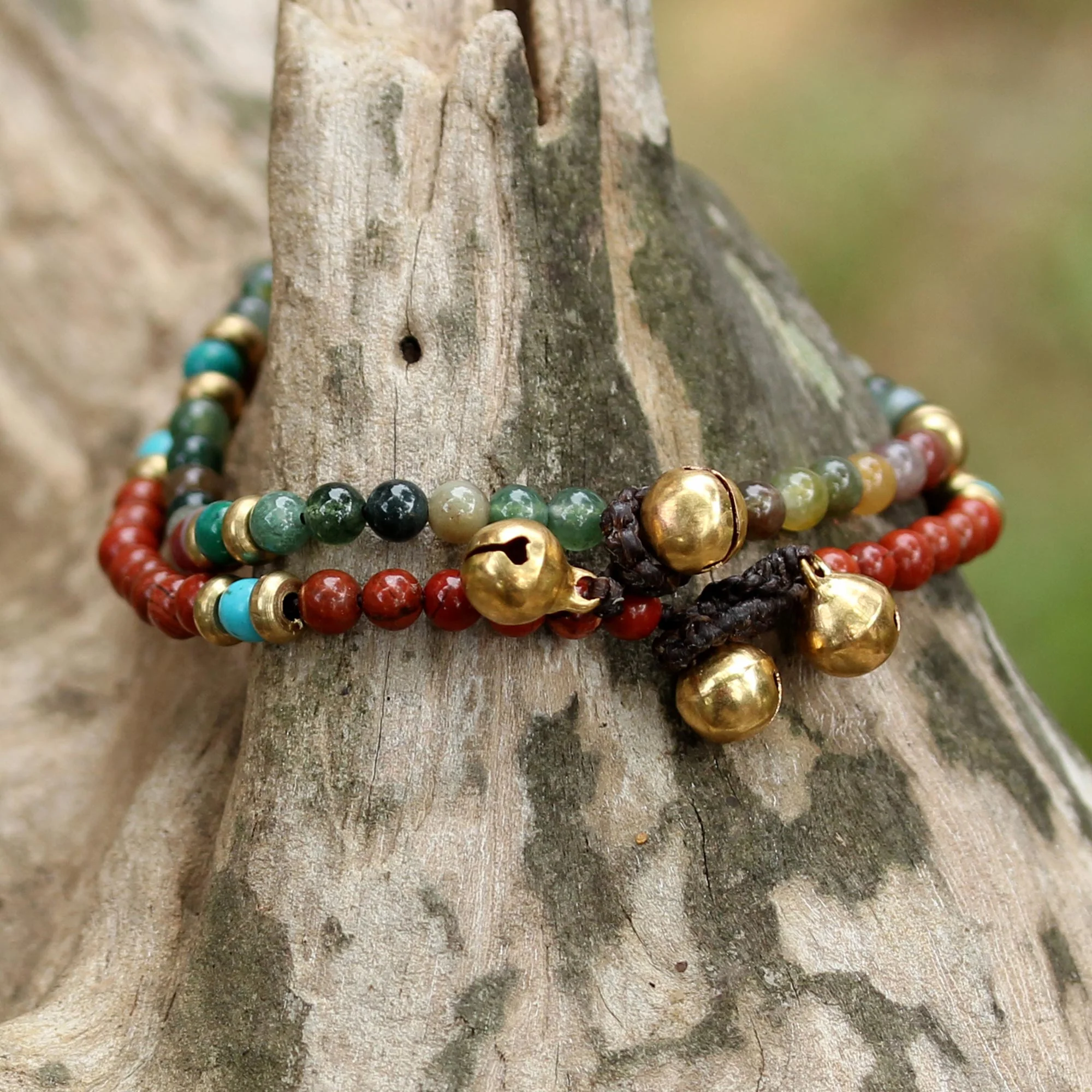 Magical Colors Jasper Brass Beaded Bracelet - Image 4
