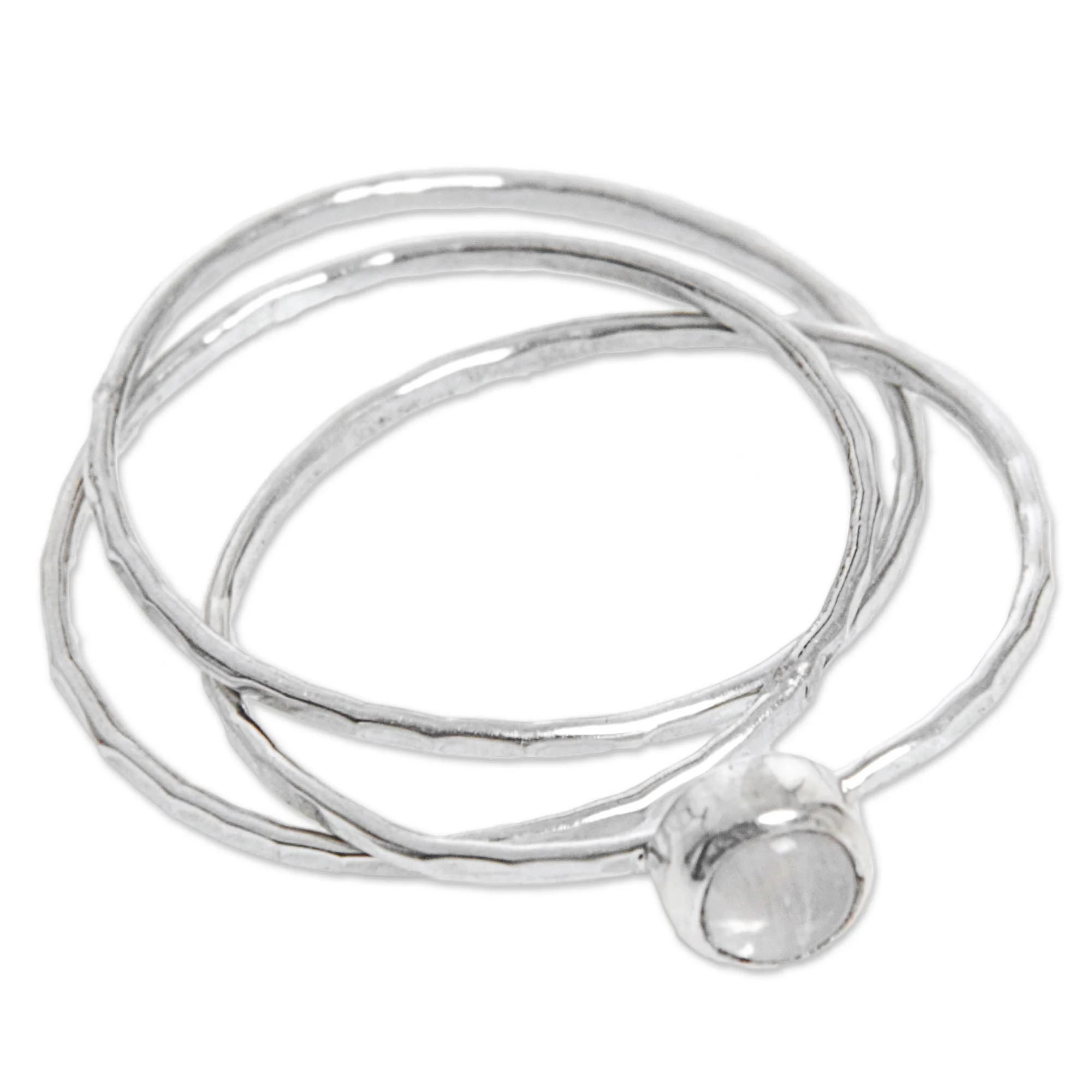 Magical Essence Hand Made Rainbow Moonstone Solitaire Ring from Indonesia - Image 5
