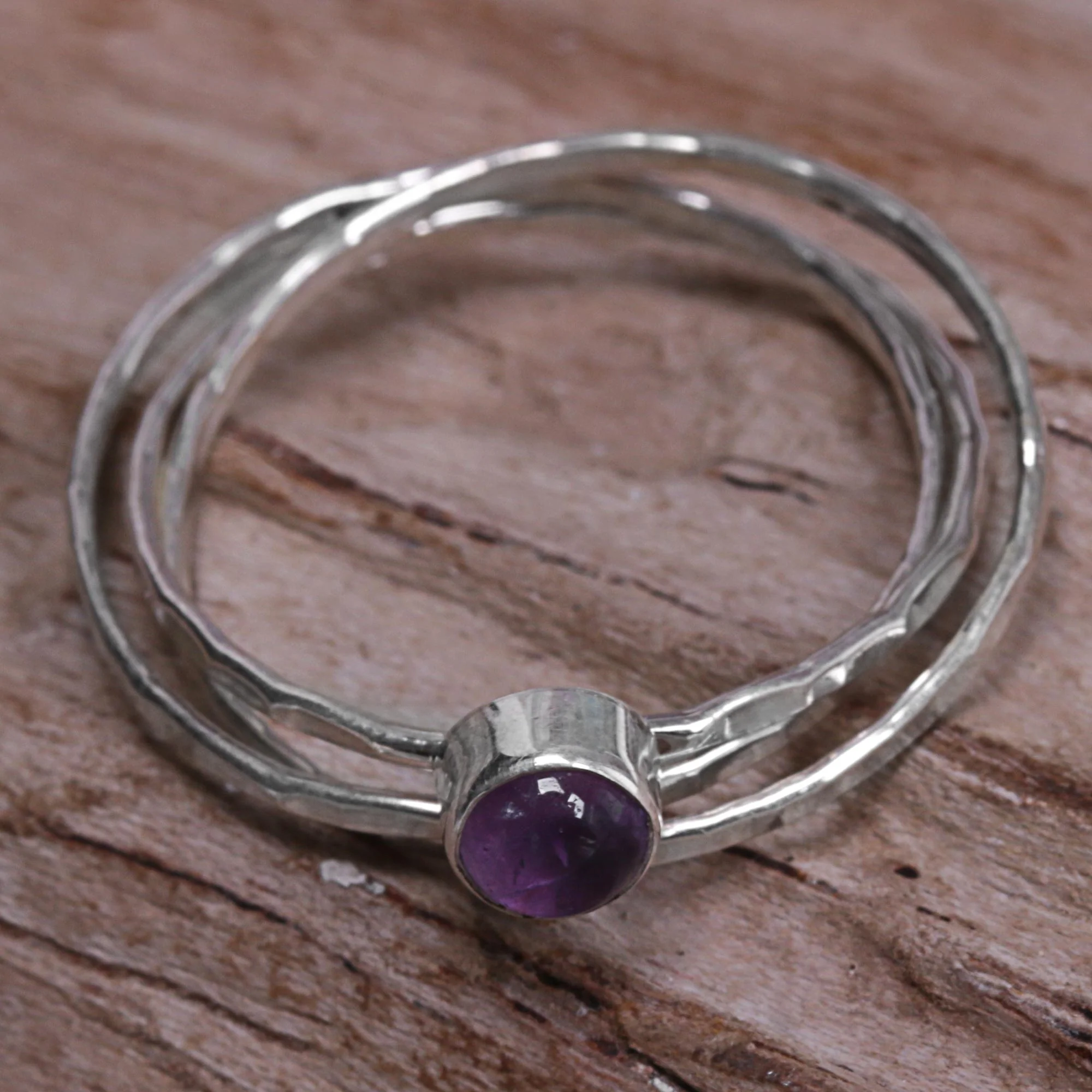 Magical Essence in Purple Amethyst and Sterling Silver Solitaire Ring from Indonesia - Image 3