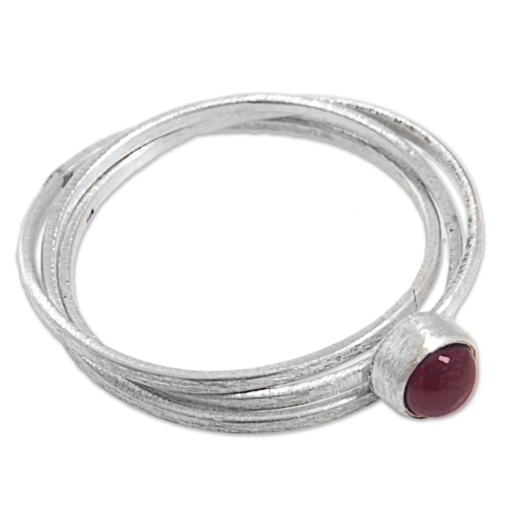 Magical Force Bali Hand Crafted Sterling Silver and Garnet Solitaire Ring - Image 5