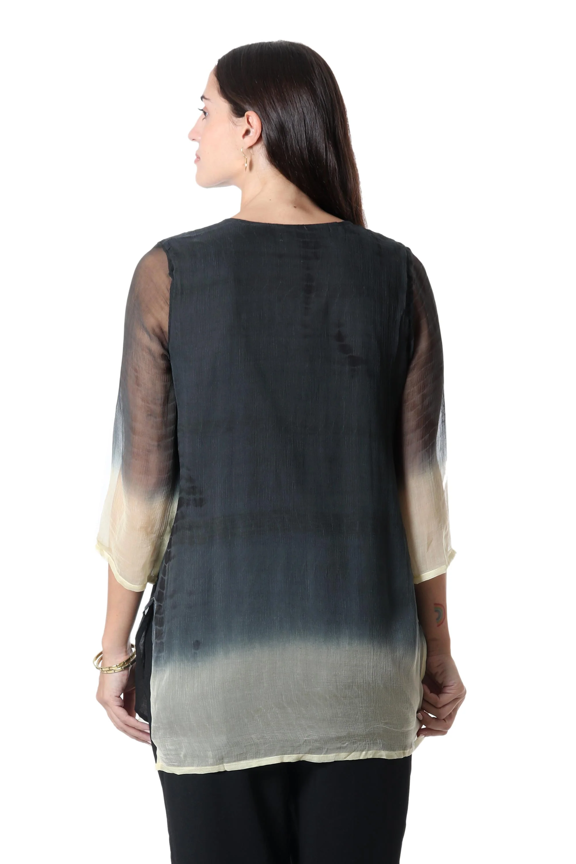 Magical Glamour Tie-Dyed Viscose Tunic with Glass Bead Detail - Image 5