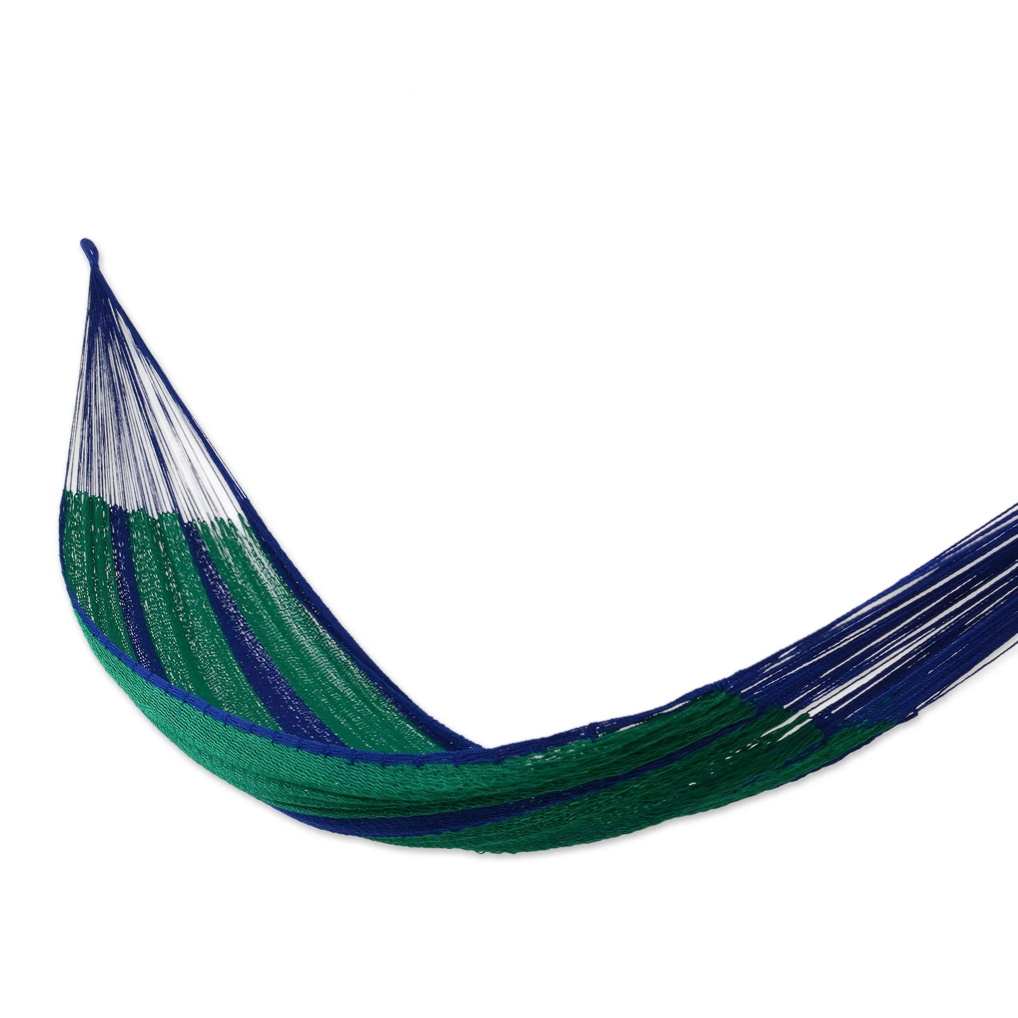 Magical Isle Green & Navy Blue 2 Person Nylon Hammock - Image 2
