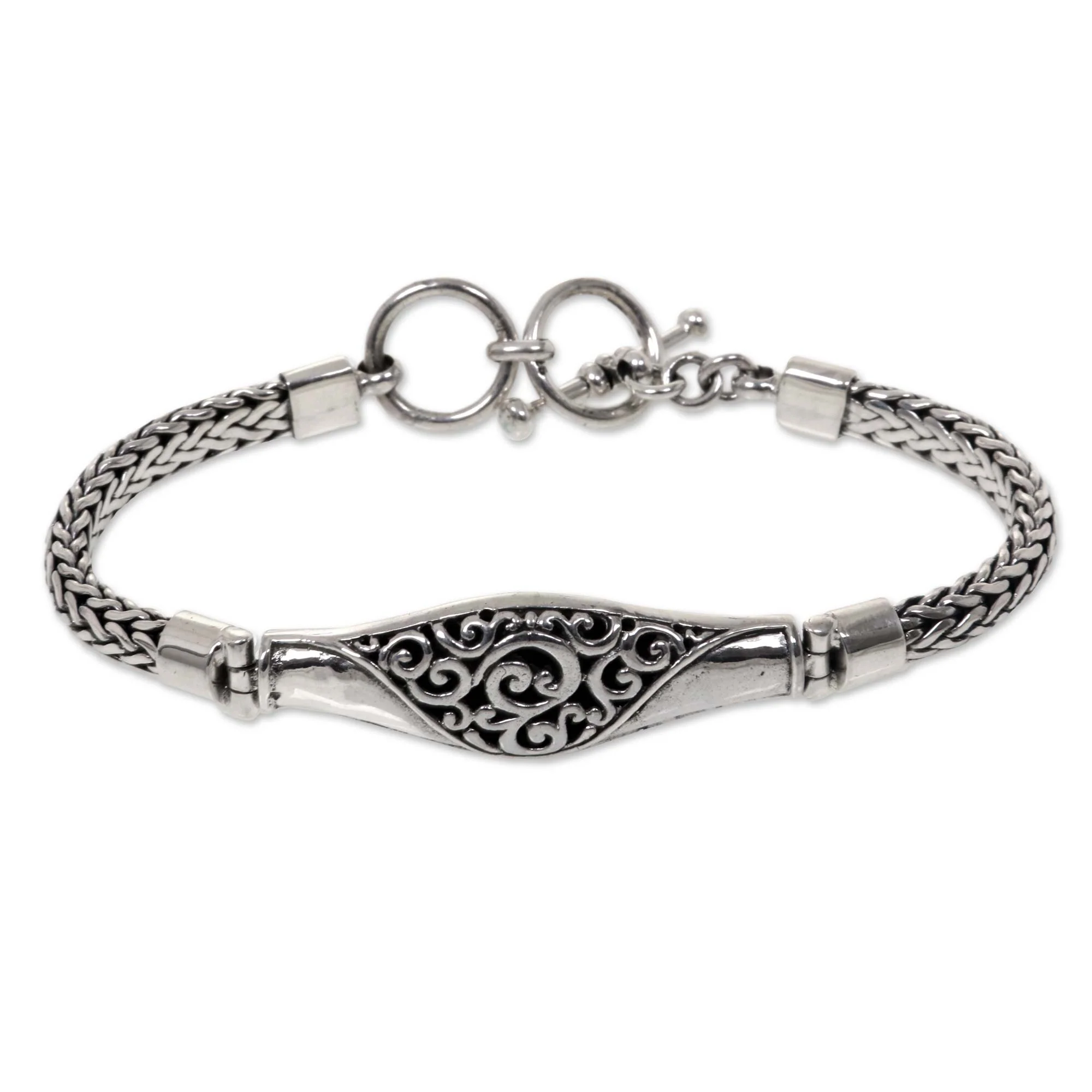Magnificent Wave Sterling Silver Naga Chain Bracelet from Bali - Image 2
