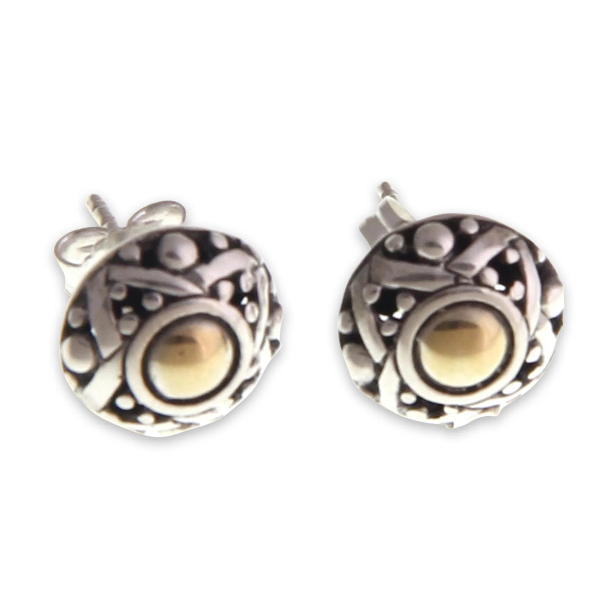 Majapahit Shield Gold Plated Button Earrings - Image 2