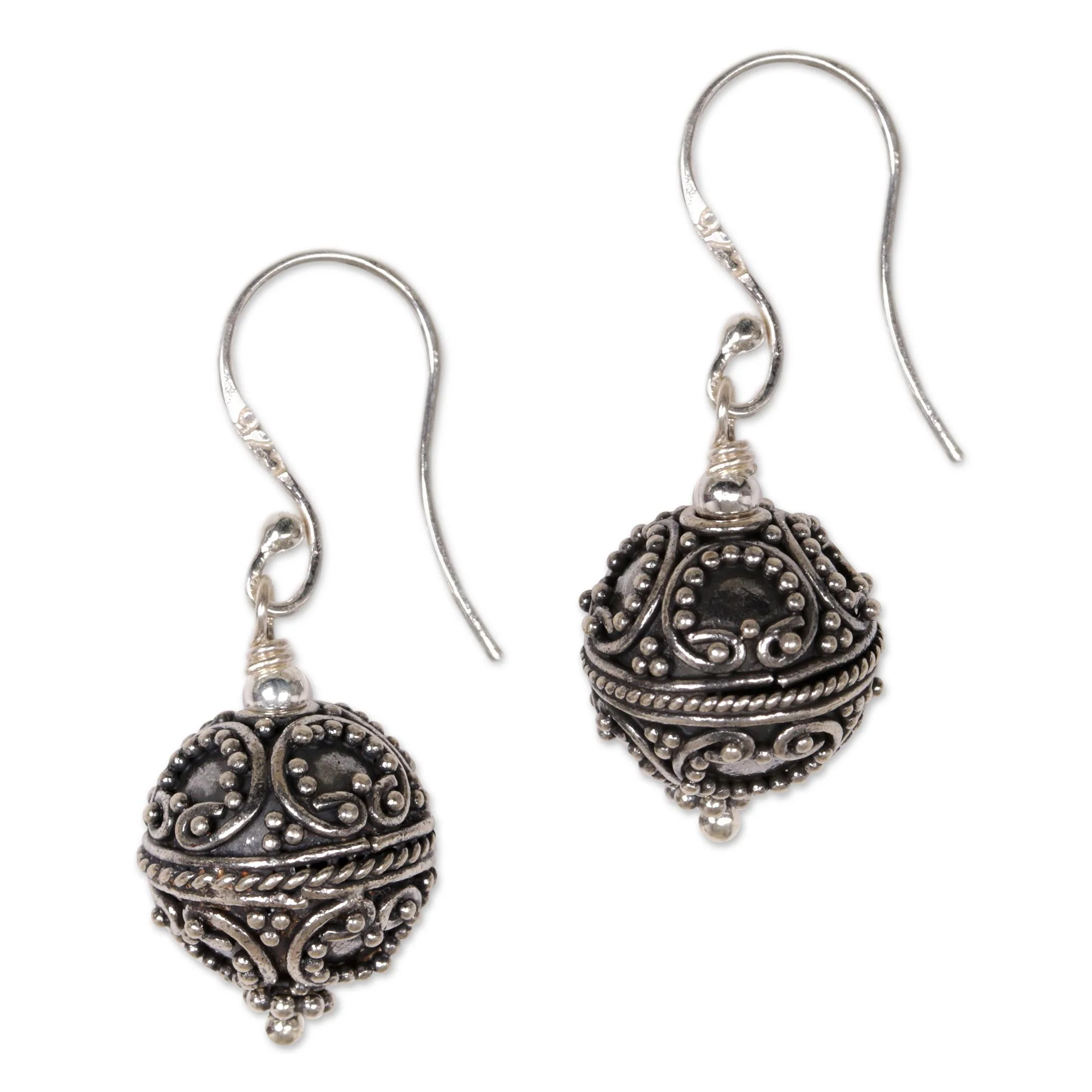 Majestic Bali Sterling Silver Ornate Dangle Earrings from Indonesia - Image 2