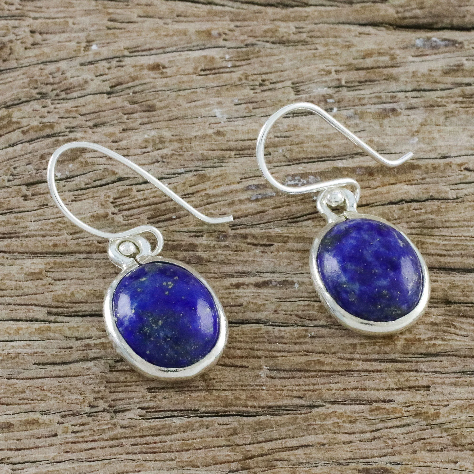 Majestic Blue Lapis Lazuli Oval Earrings - Image 2