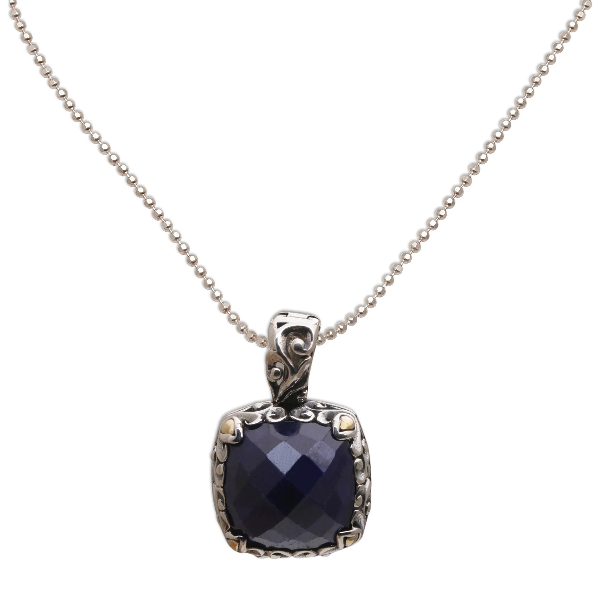 Majestic Eden Sapphire and Gold Accented Sterling Silver Pendant Necklace - Image 2