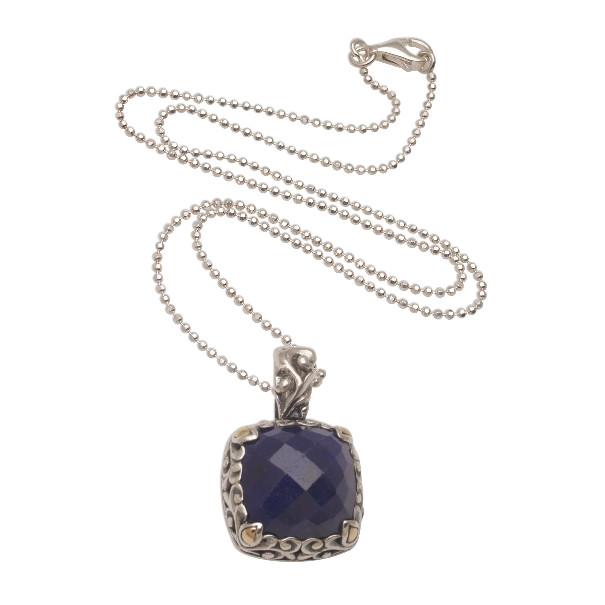 Majestic Eden Sapphire and Gold Accented Sterling Silver Pendant Necklace - Image 4