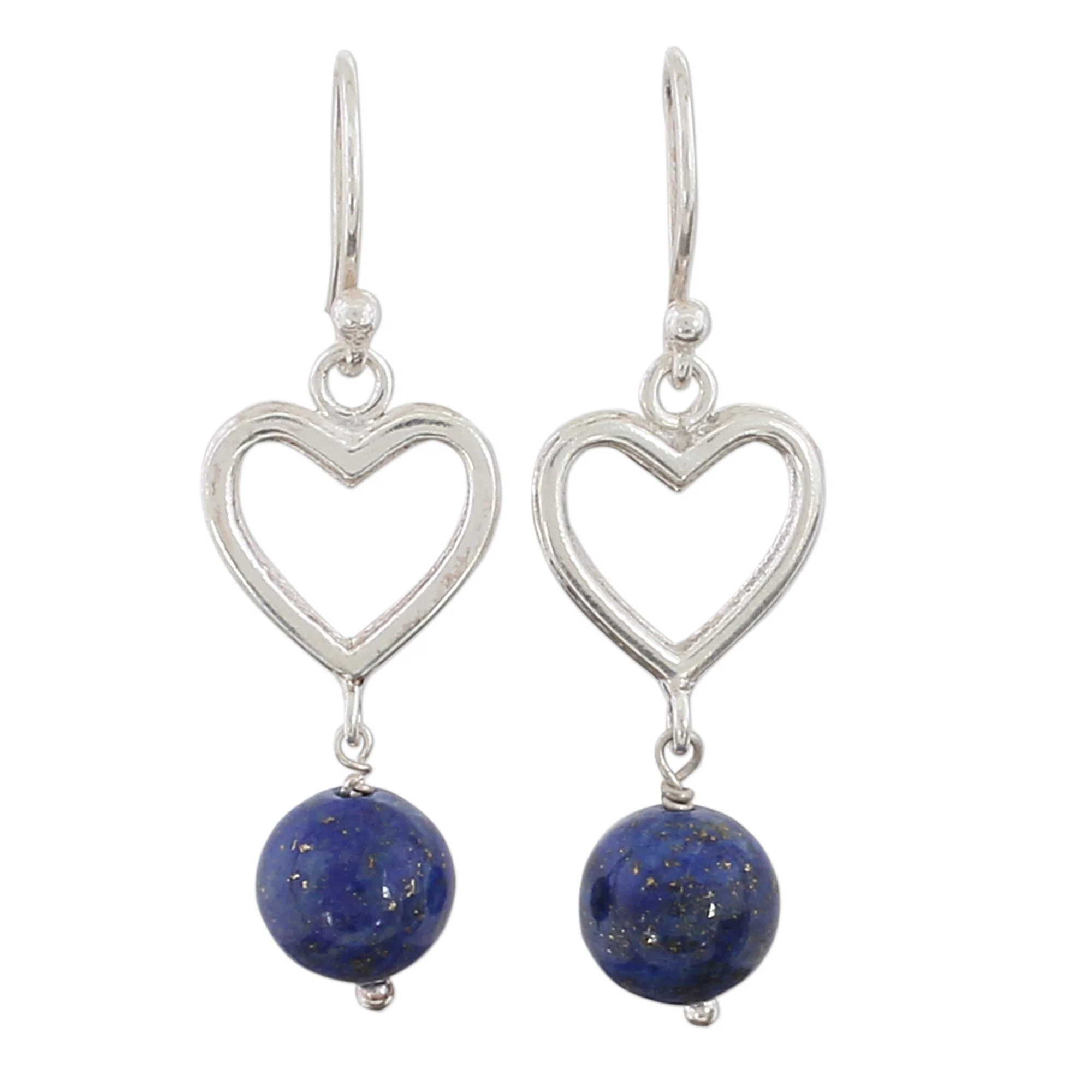 Majestic Globes Handcrafted Lapis Lazuli and Sterling Silver Dangle Earrings - Image 2