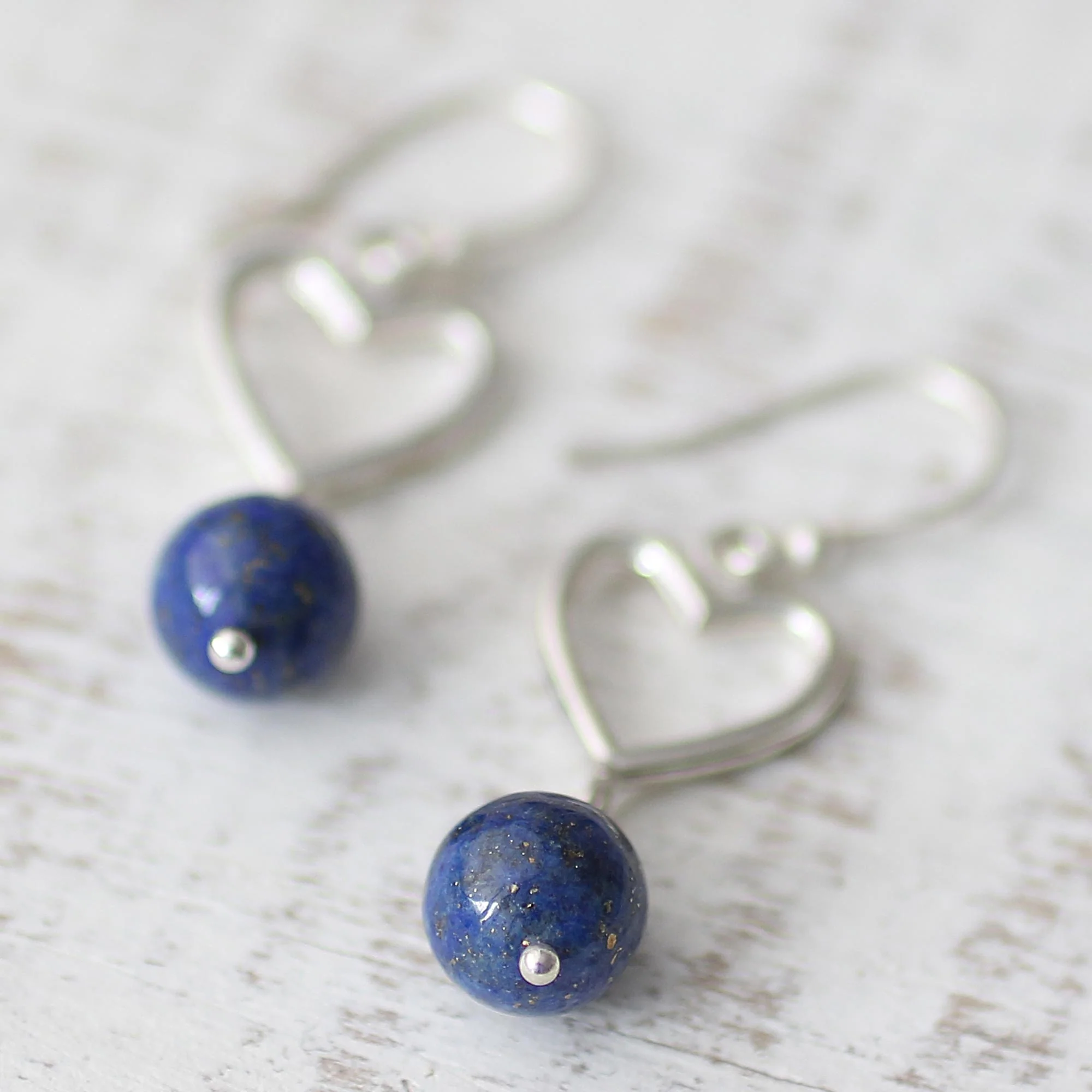 Majestic Globes Handcrafted Lapis Lazuli and Sterling Silver Dangle Earrings - Image 4