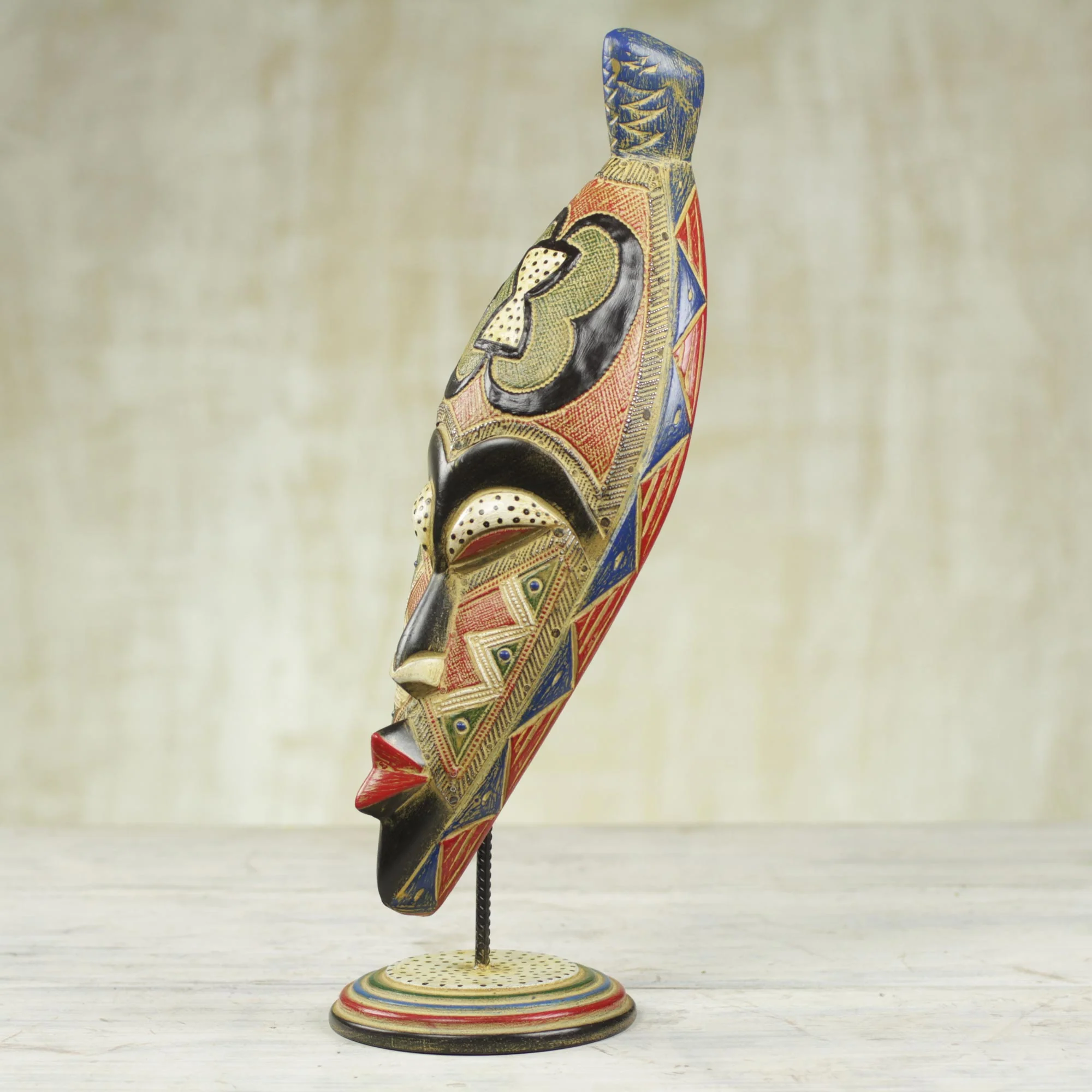 Make a Way Handcrafted African Sese Wood Mask from Ghana - Image 3