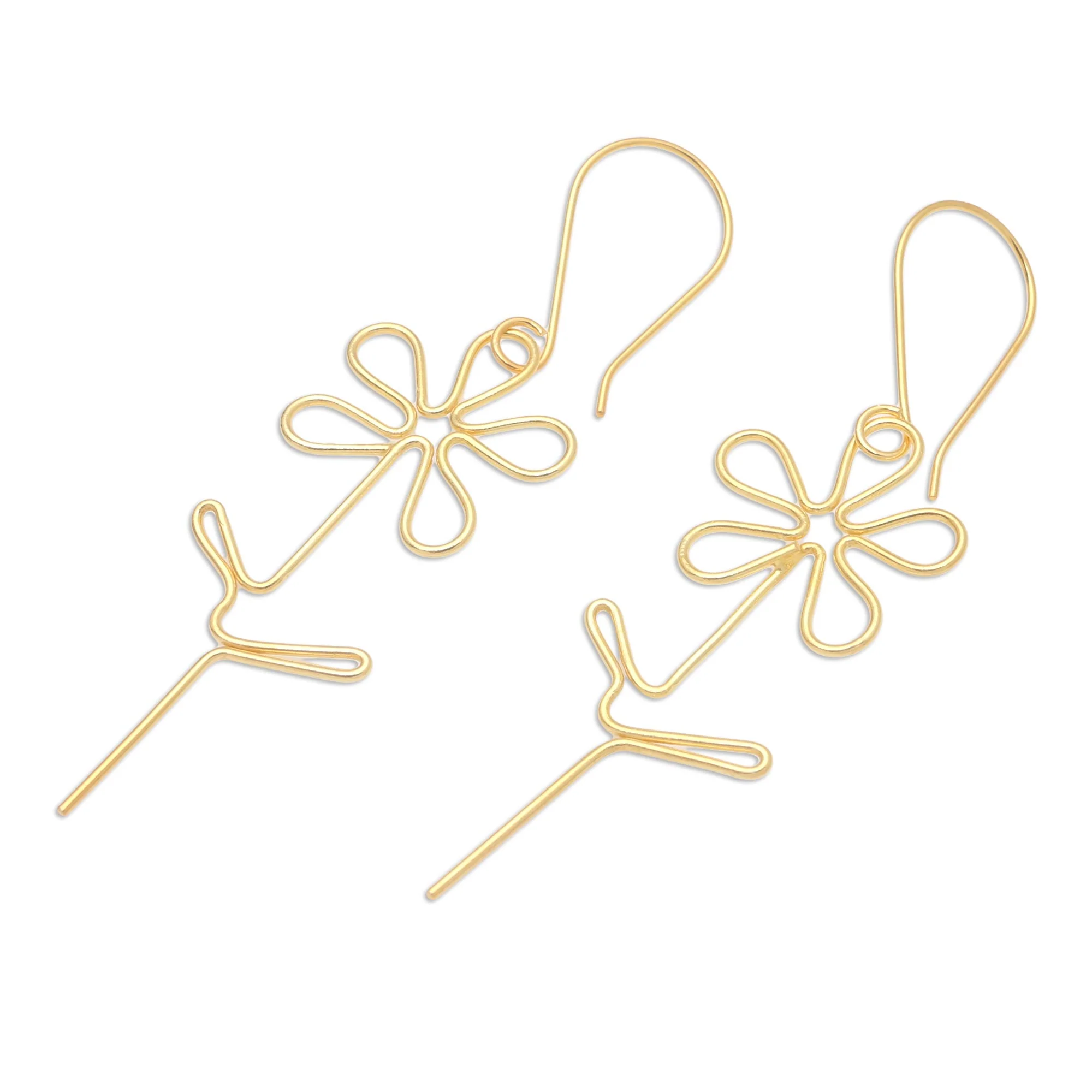 Make My Day Hand Made Gold-Plated Floral Earrings - Image 4