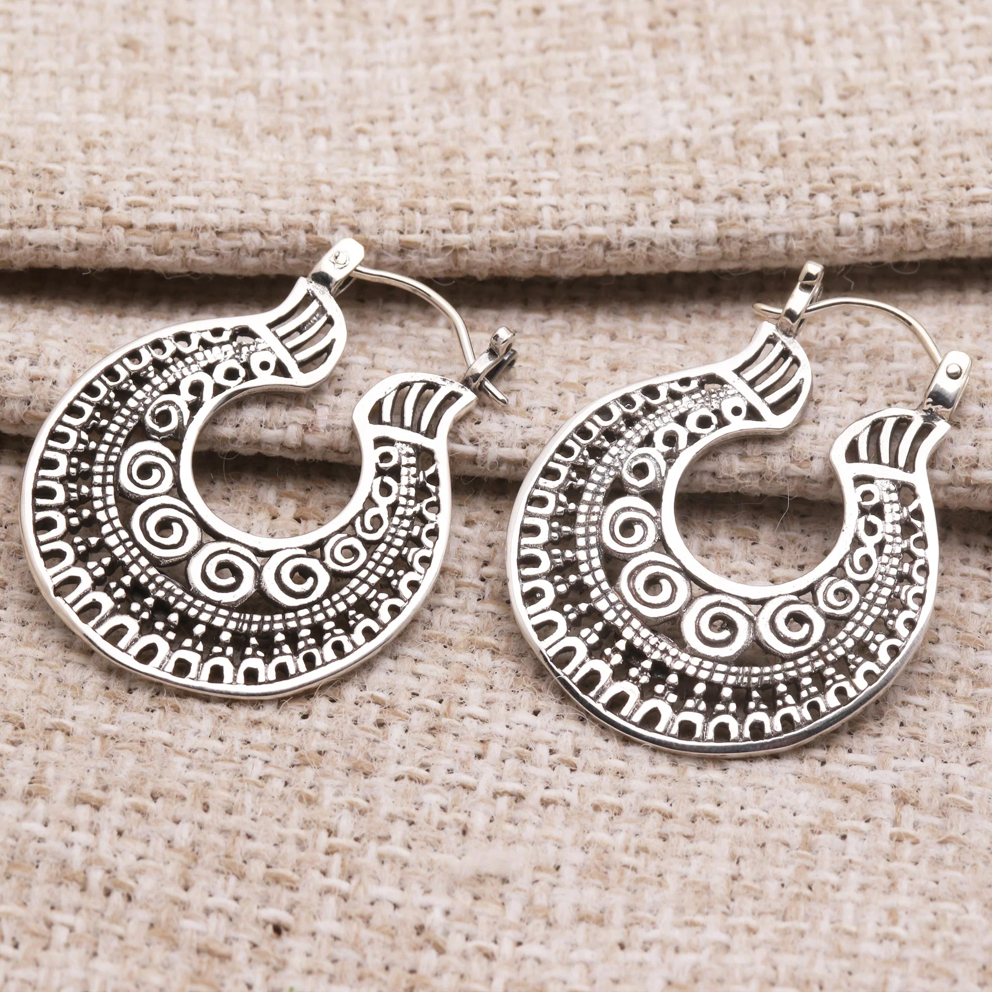 Making Waves Balinese Sterling Silver Hoop Earrings - Image 3