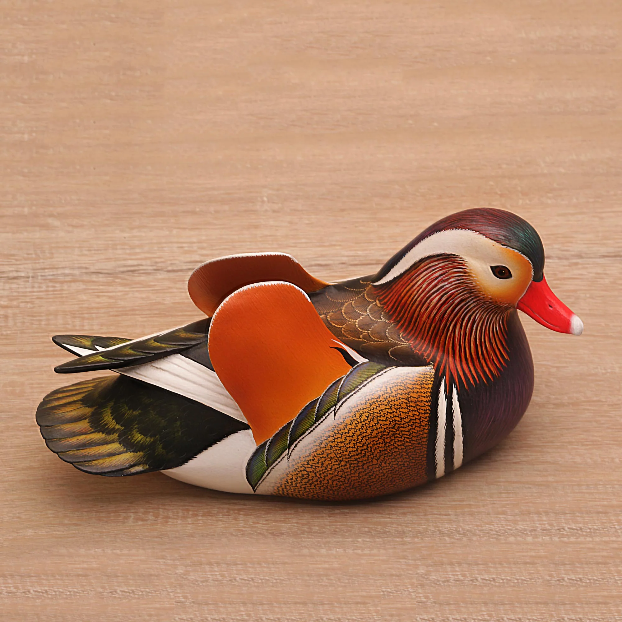 Mandarin Duck Original Hand Carved Wood Sculpture - Image 3
