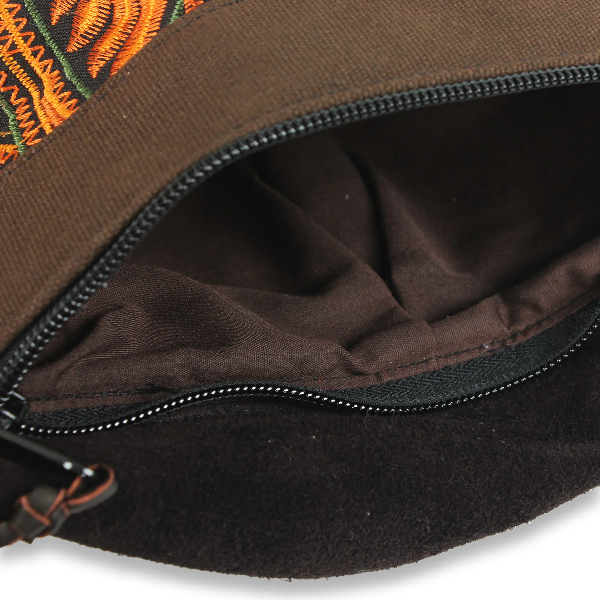 Mandarin Smile Leather Accent Embroidered Hill Tribe Shoulder Bag with Flap - Image 3