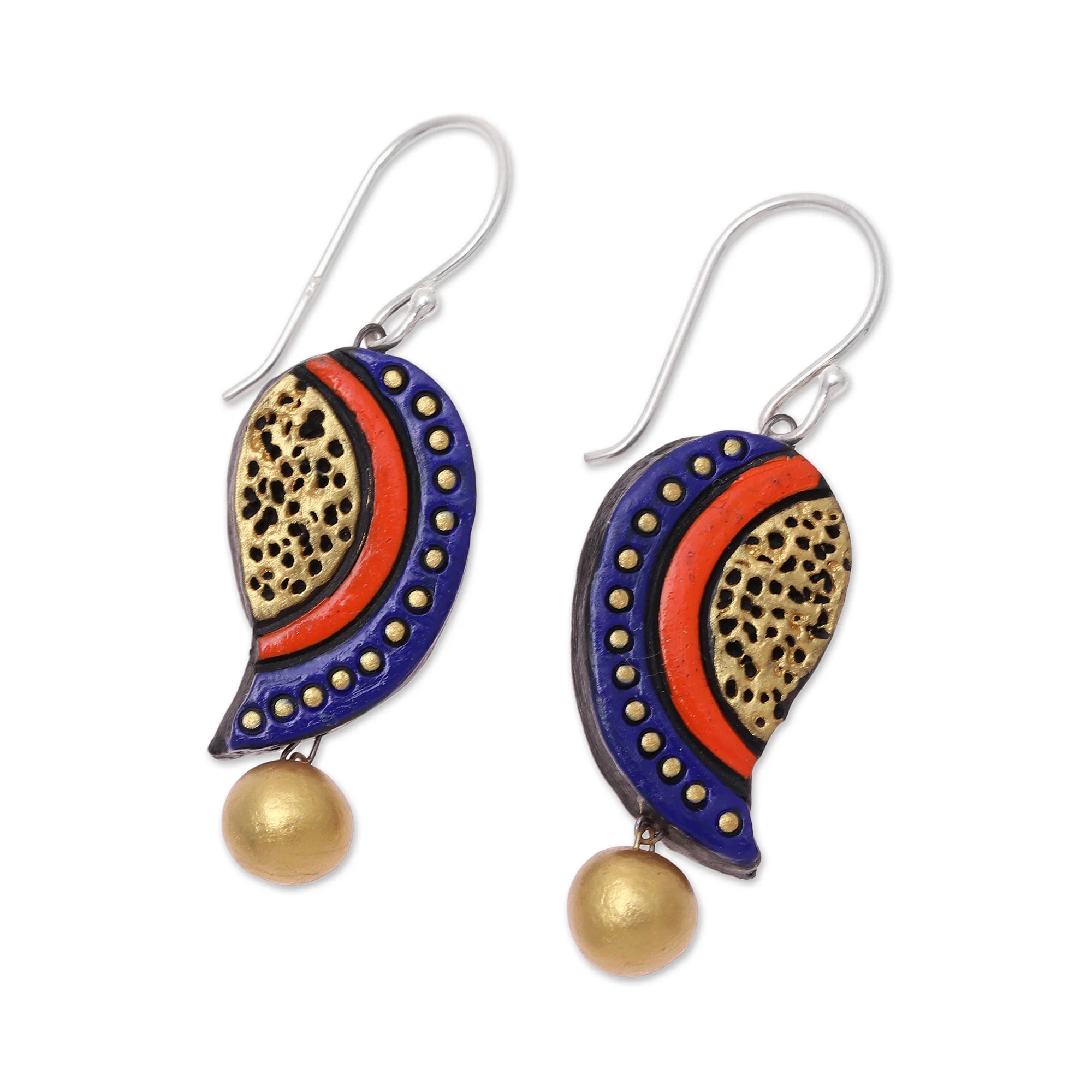 Mango Bliss Hand-Painted Ceramic Dangle Earrings Crafted in India - Image 4
